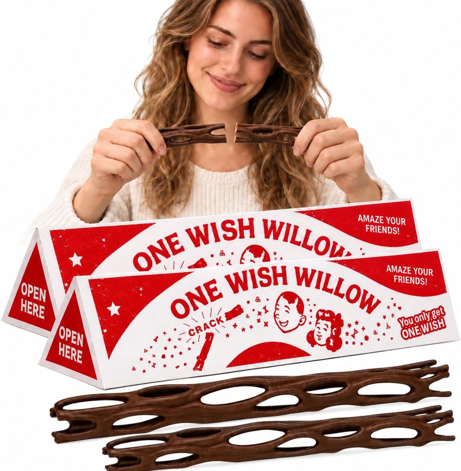 Wenstak set van 2 - wit bruin - magische geluksbrenger - perfecte decoratie voor feest - Vemera