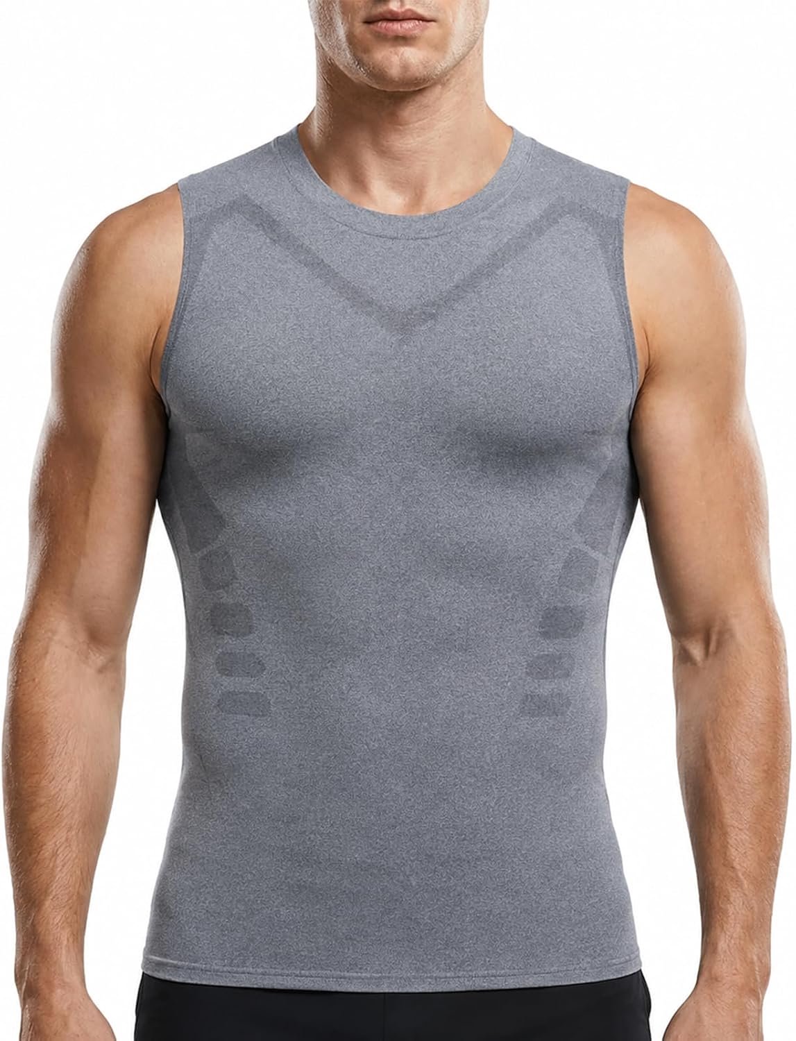 Compressieshirt voor heren, mouwloos, ademend, sneldrogend, hardlopen, sporttraining, vest voor heren, sportschool, fitness