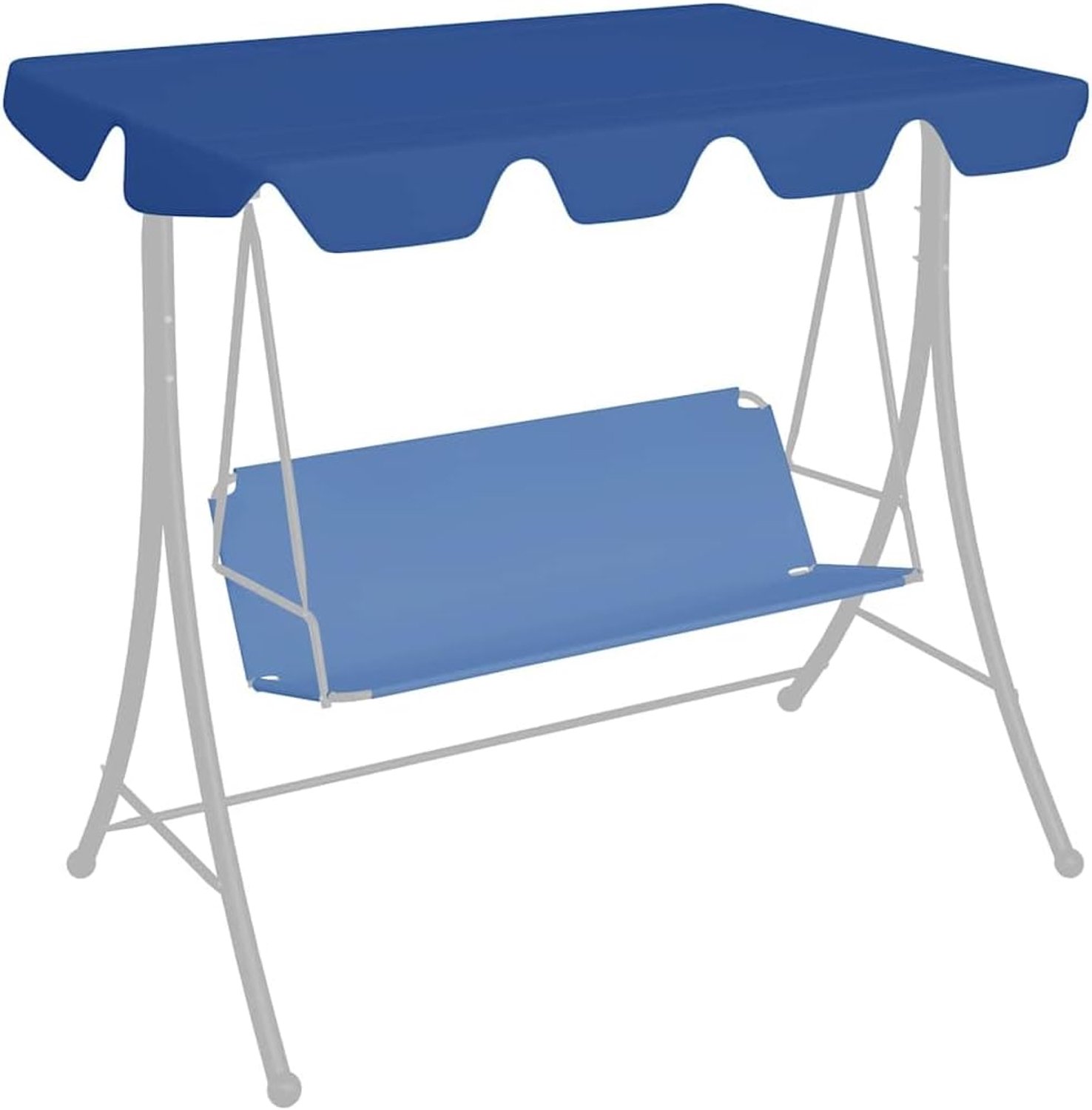 Dak voor schommelbank, 188 x 122,5 cm, zonnedak voor tuinschommel, weerbestendig dakzeil, polyester, blauw