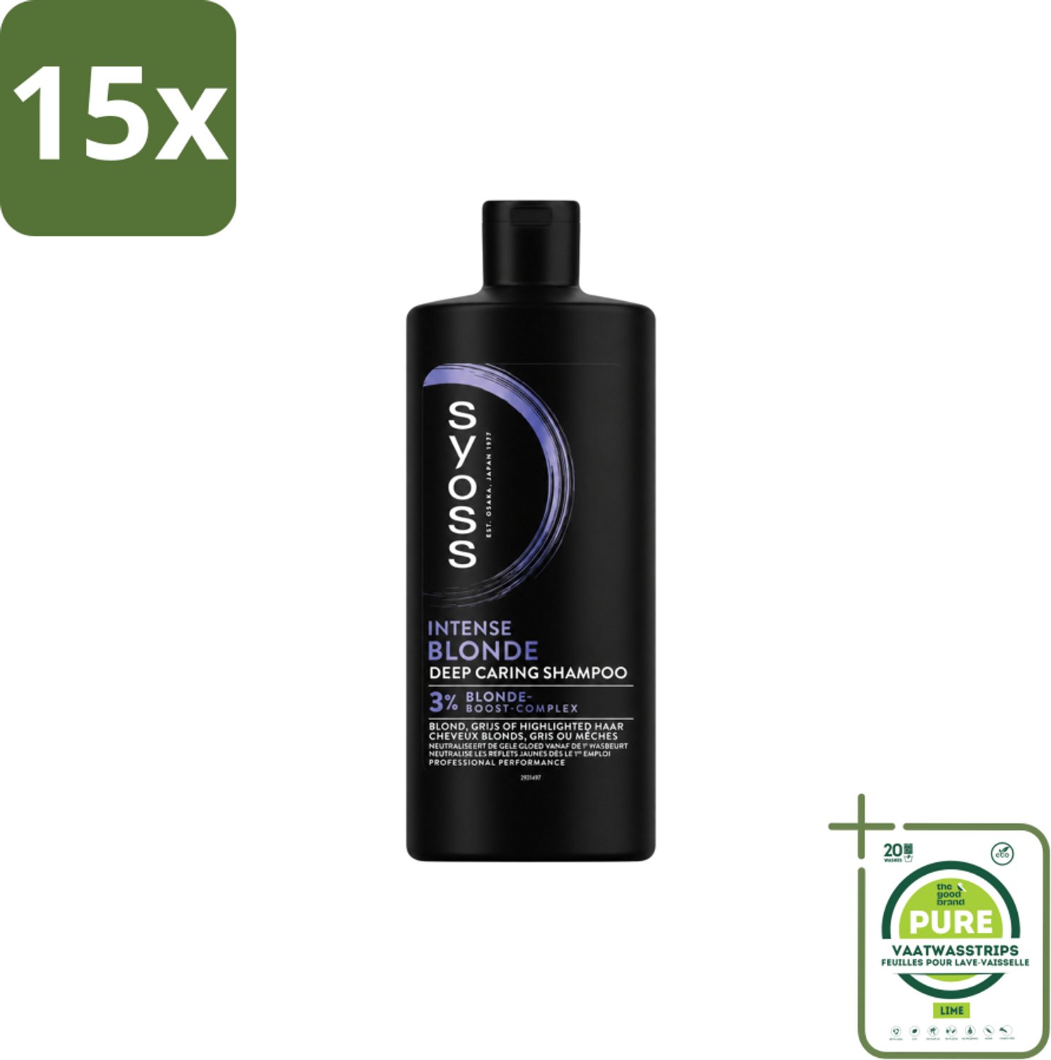 15 x Syoss – Shampoo – Blonde – 440 ml - Grootverpakking - Vaatwasstrips - Blond Haar - Koel Blond - Gele Ondertoon - Kleurintensiteit - Haar Verzorging