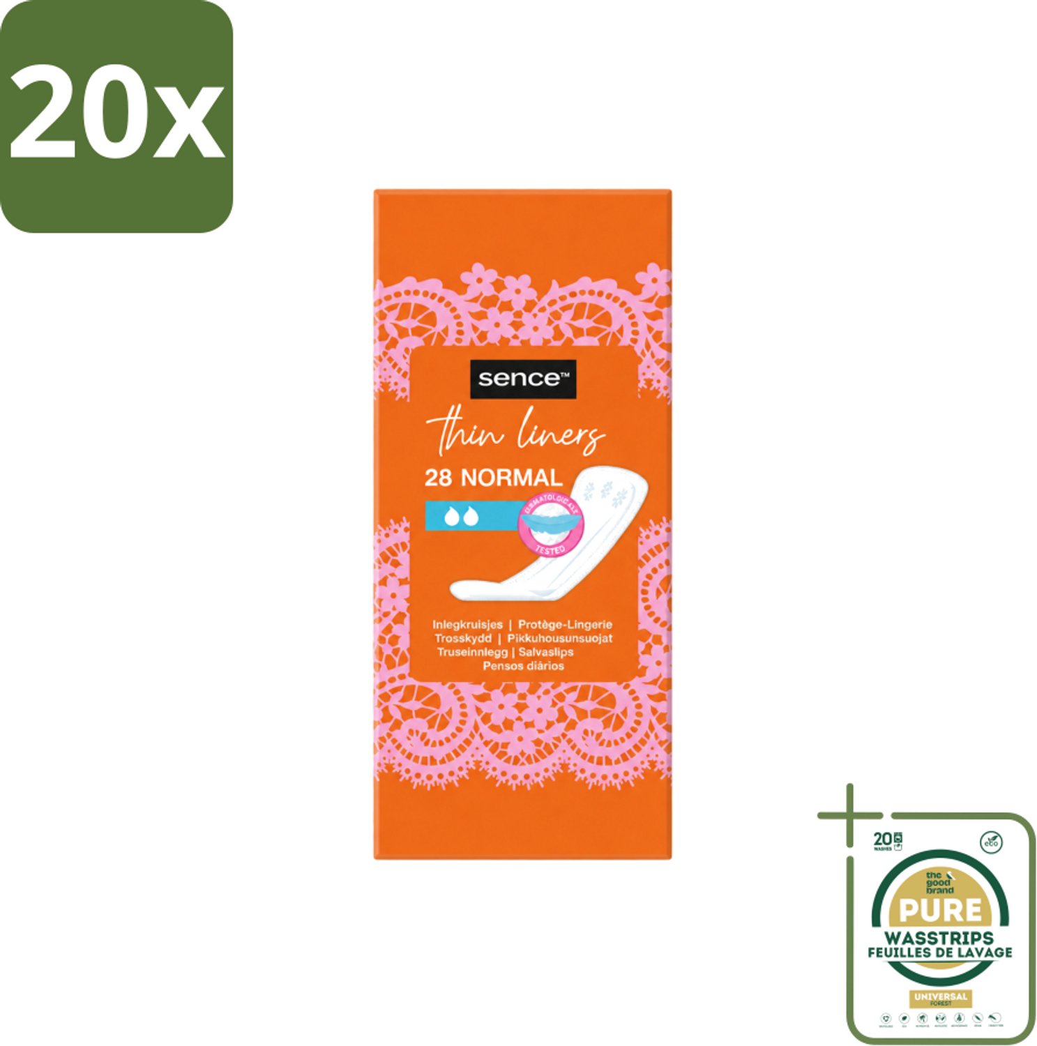 20 x Sence - Normaal - Inlegkruisjes - Dagelijks Comfort - 28 Inlegkruisjes - Wasstrips - Inlegkruisjes - Dagelijks Comfort - Afscheiding - Menstruatie - Hygiëne