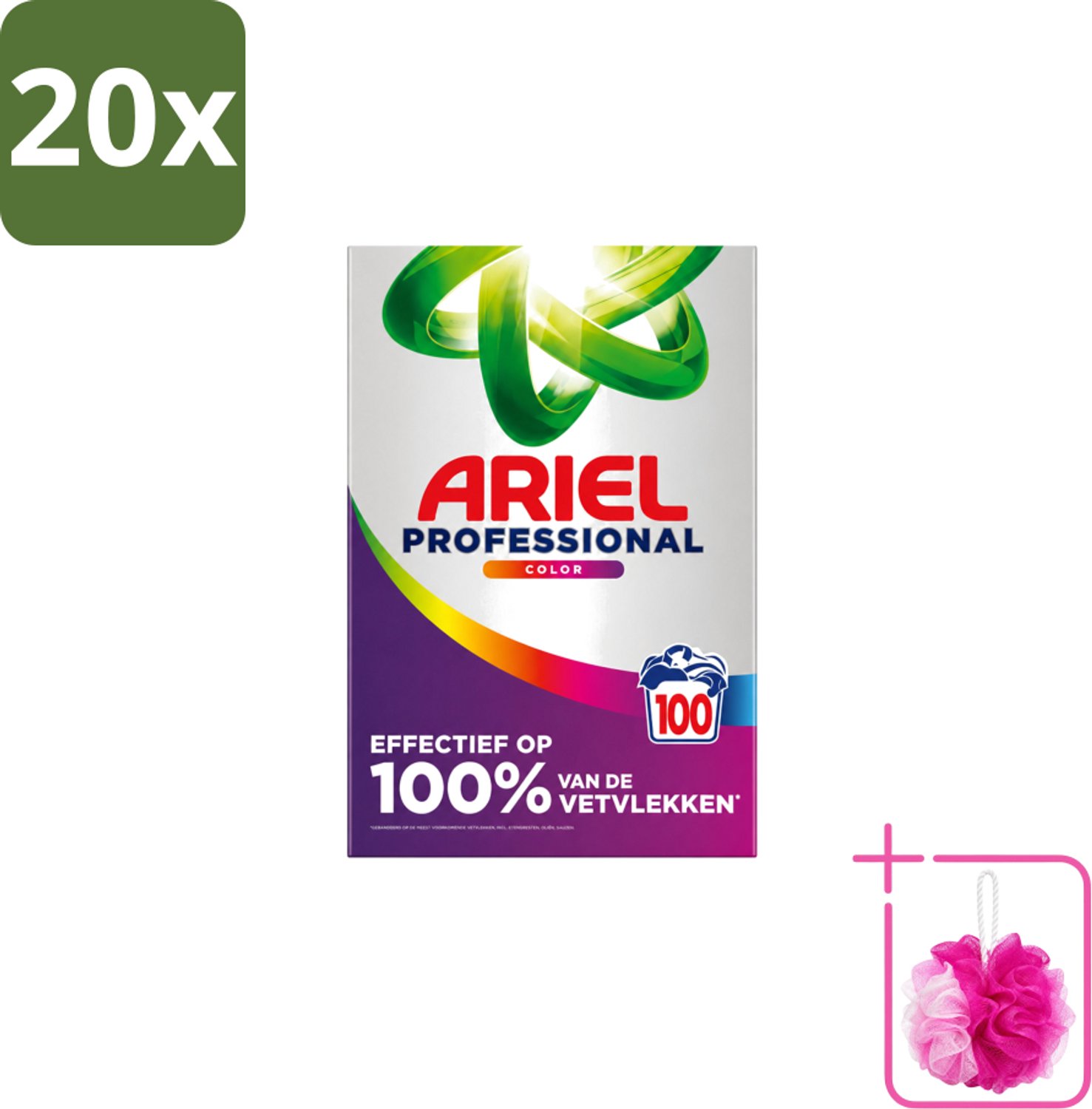 20 x Ariel – Waspoeder – Professional Color – 100 wasbeurten - 5,5 kg - Bulkverpakking - Waspoeder kleur - Douchemop - Waspoeder voor gekleurde was