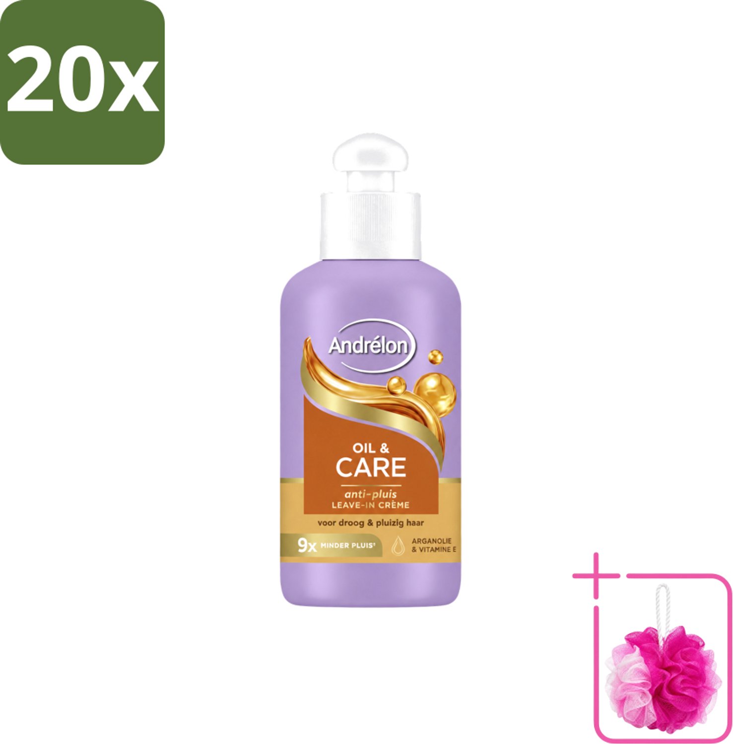 20 x Andrélon – Leave-In Crème – Oil & Care – 200 ml - Bulkverpakking - Haarkruid - Douchemop - Anti-pluis