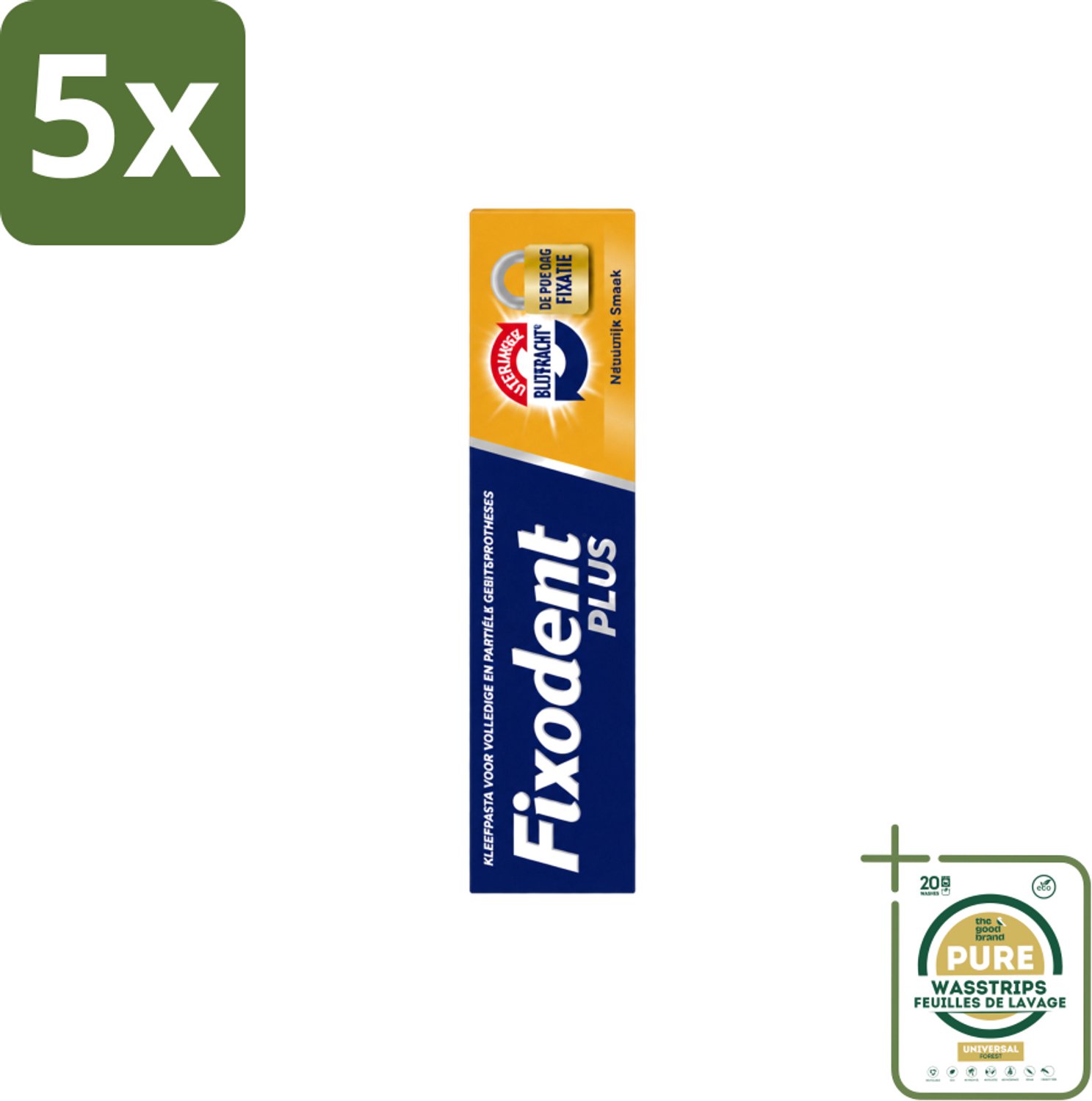 5 x Fixodent Plus – Kleefpasta – Dual Power – 40 g - Wasstrips - Kleefpasta - Kunstgebit - Bijtkracht - Fixatie - Kunstgebit Kleefpasta