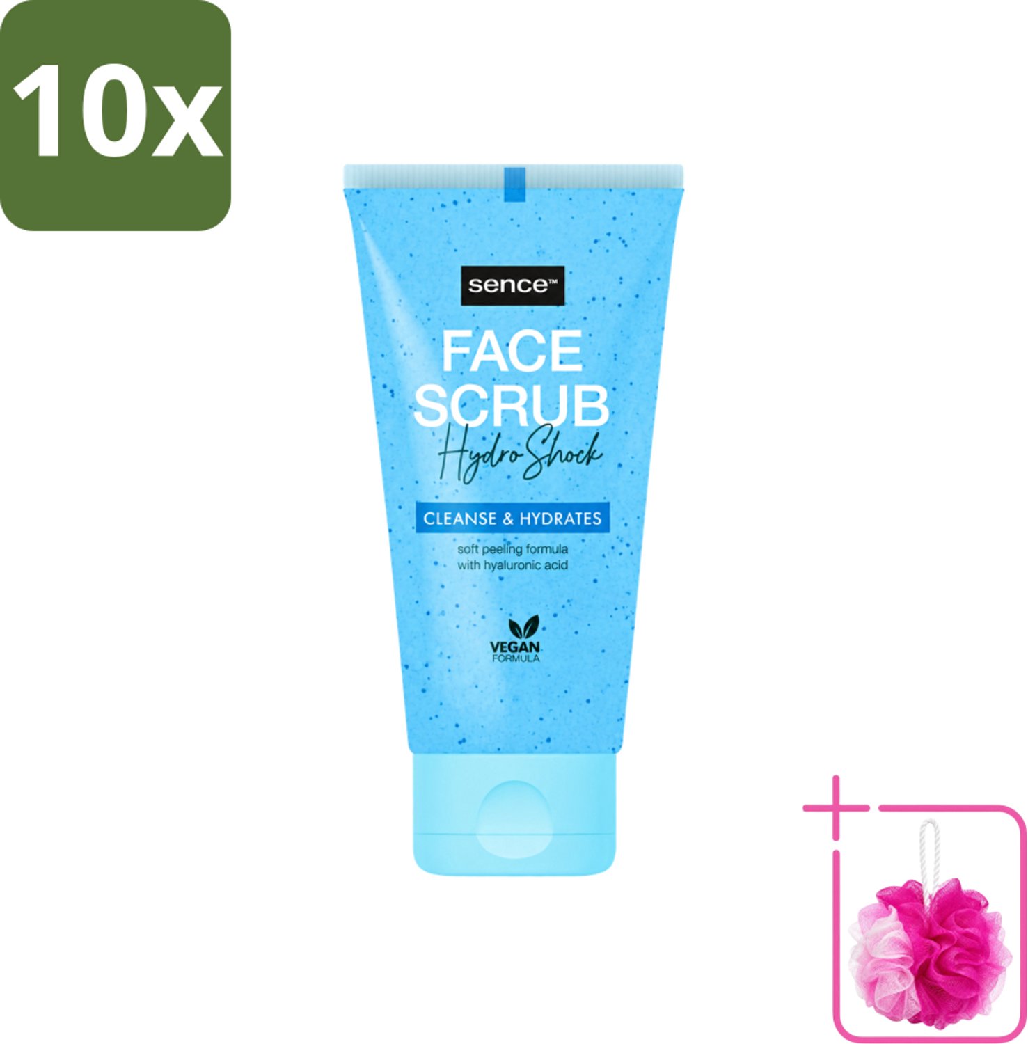 10 x Sence - Alle Huidtypes - Gezichtsscrub - Exfoliërend - 150 ml - Bulkverpakking - Gezichtsscrub - Douchemop - Exfoliëren