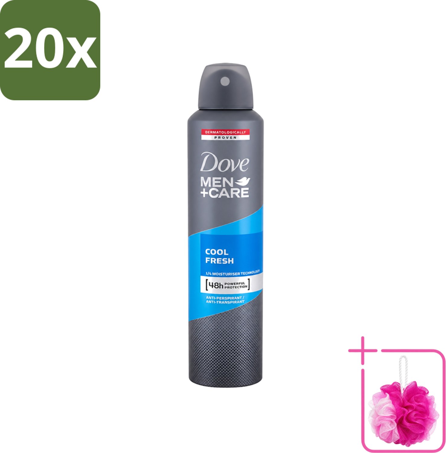 20 x Dove - Deodorant - Spray Men+Care Cool Fresh - Verfrissend en langdurige bescherming - 250 ml - Bulkverpakking - Deodorant spray - Douchemop - Zweetgeur