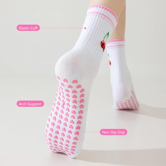 4 Paar Antislip Sokken Dames - Yoga, Pilates, Fitness - Maat 35-39 — afbeelding 3