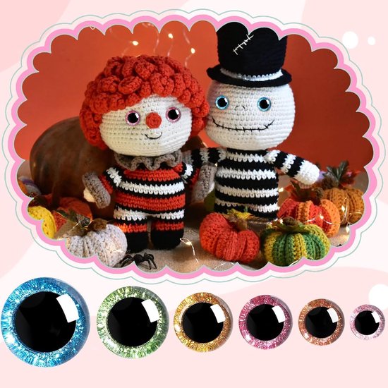 Ogen voor Amigurumi met sluitringen 12-30 mm trapeziumvormige veiligheidsogen voor gehaakte dieren poppenogen voor haken knuffeldieren ogen voor doe-het-zelf — afbeelding 3