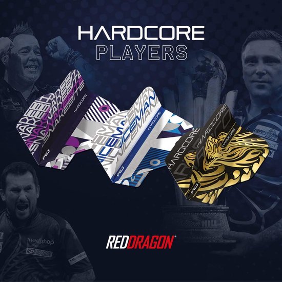 RED DRAGON - Jonny Clayton Hardcore Stack Blauw en Rood Dartvluchten - 3 sets per pakket (9 dartvluchten in totaal) van Red Dragon — afbeelding 5