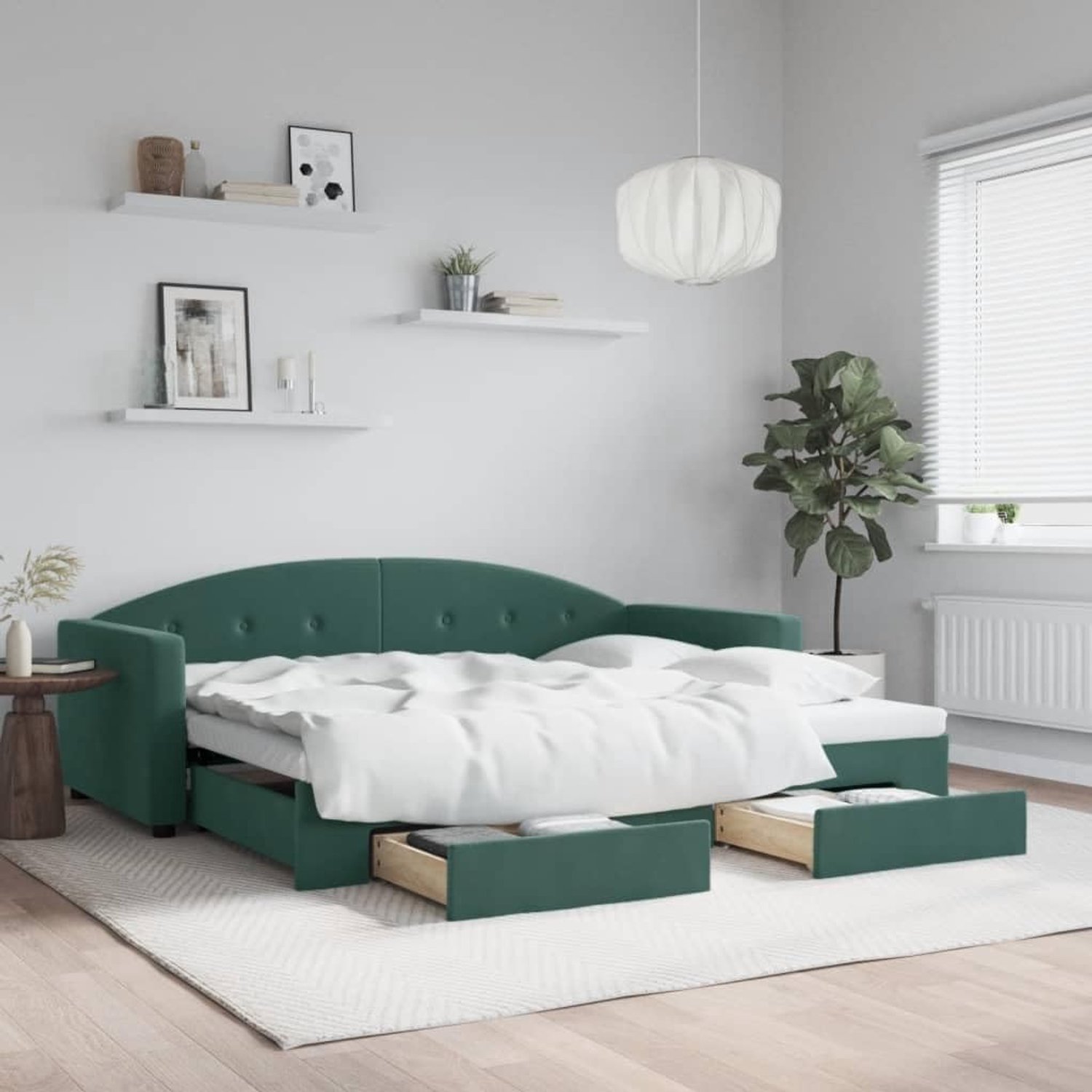 Bed met laden donkergroen 90 x 200 cm fluweel Telaio per camera da letto Cornice da letto per soggiorno Struttura del letto dell'hotel Adatto per camera da letto