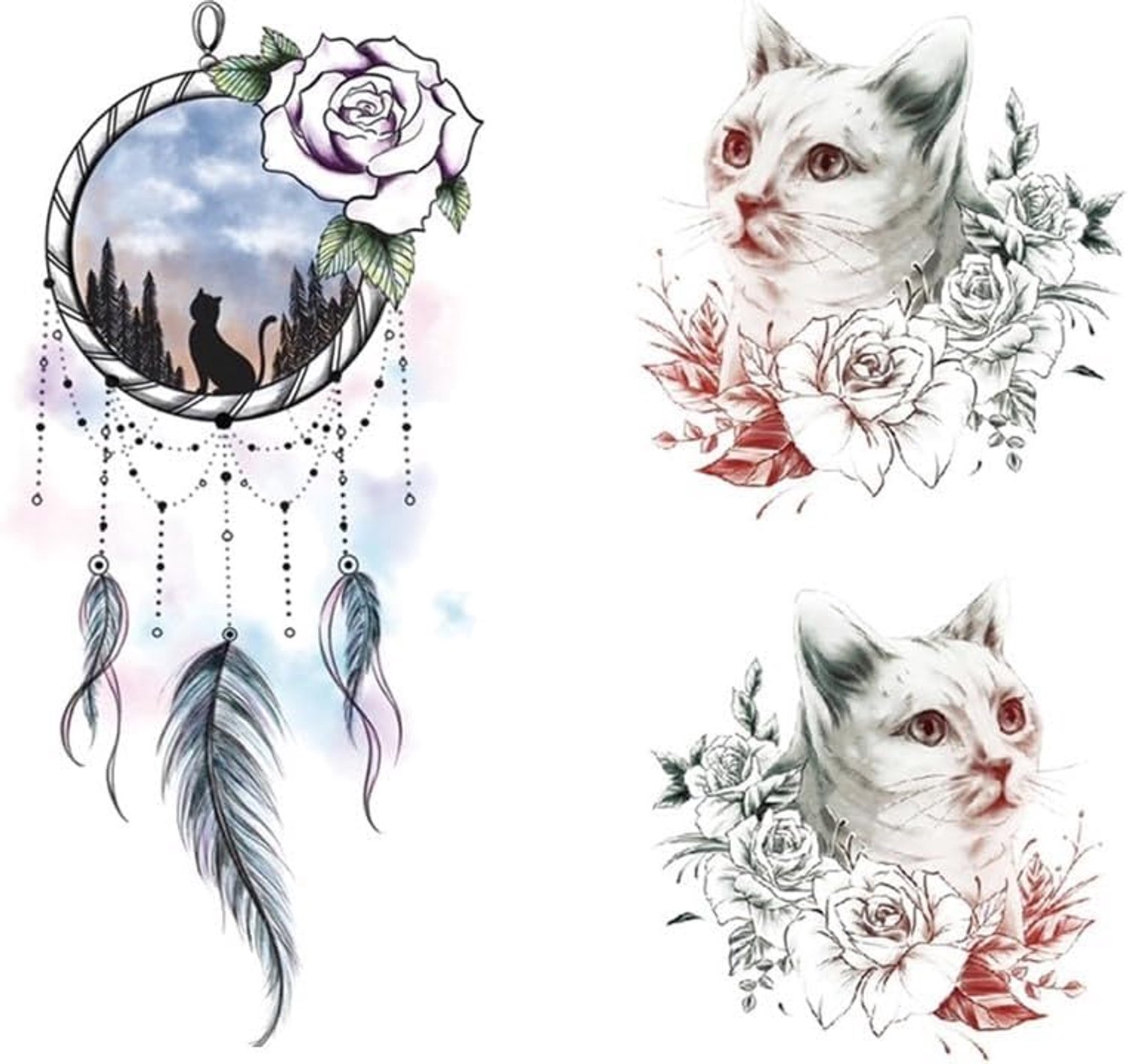 Tijdelijke kat tattoo roos tattoo dromenvanger tattoo arm tatoeages dier kleeftatoeages XQB252 319