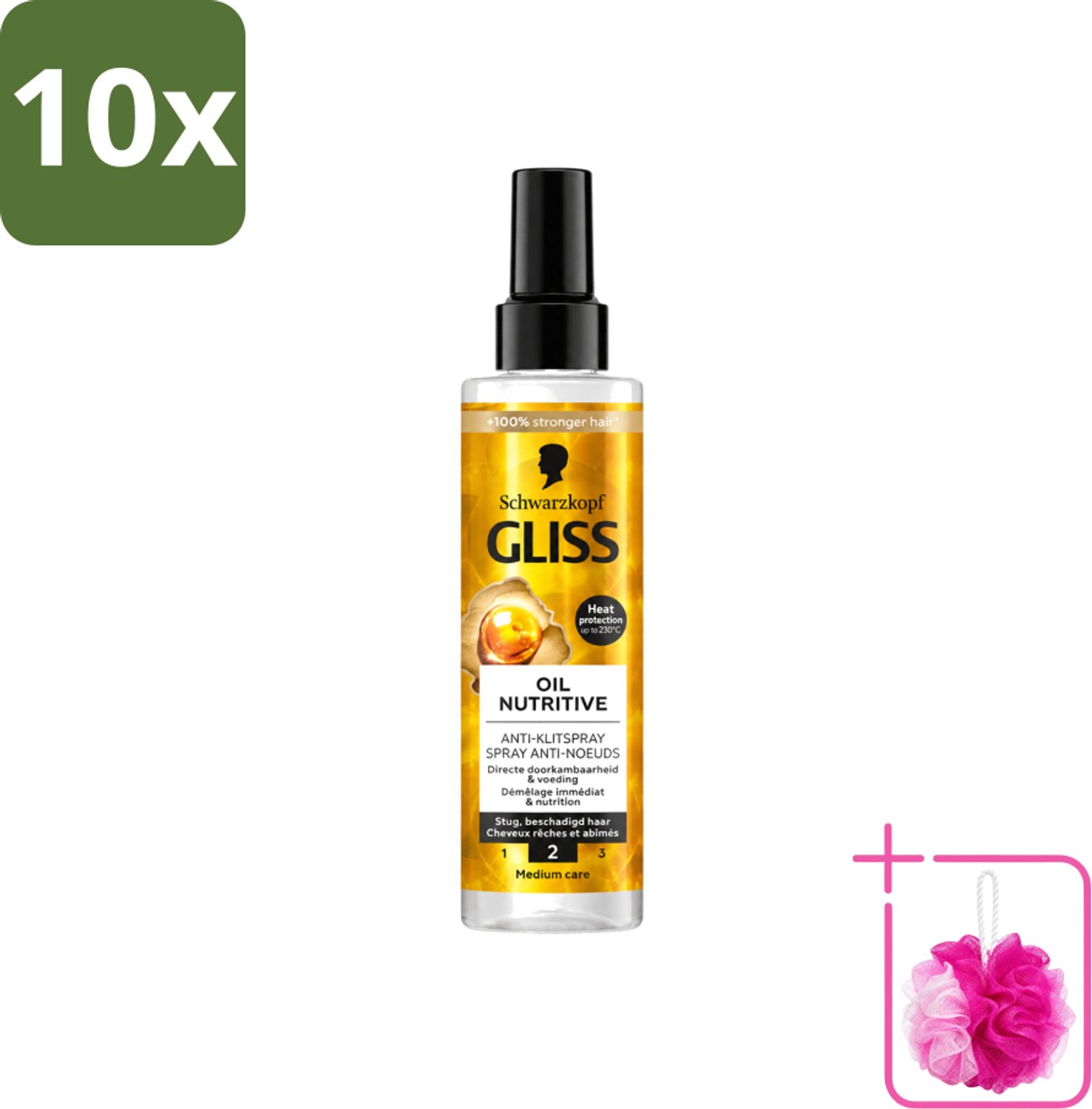 10 x Gliss - Hair Repair - Anti-Klitspray - Oil Nutritive - Makkelijk Doorkambaar Haar - 200 ml - Bulkverpakking - Anti-klit - Douchemop - Klitspray