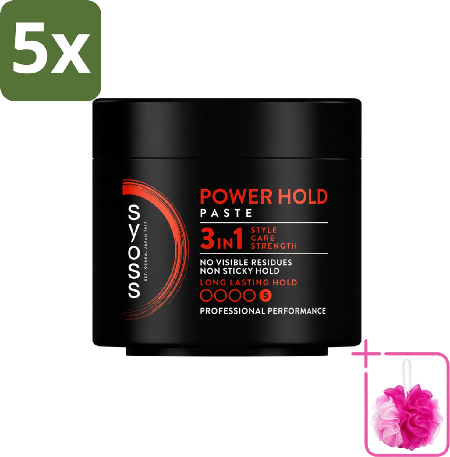 5 x SYOSS - Power hold 150 ml - Haarpaste - Sterke Fixatie - 150ml - Bulkverpakking - Haarpaste - Douchemop - Krachtige fixatie