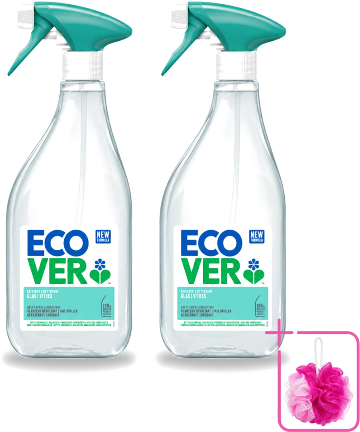 2 x Ecover - Glasreiniger Spray - 500 ml - Bulkverpakking - Glas reinigen - Douchemop - Glas reiniger