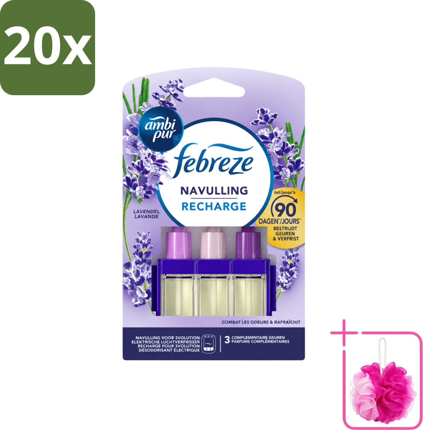 20 x Ambi Pur - 3Volution - Navulling - Lavendel - 20 ml - Bulkverpakking - Geurverspreider - Douchemop - Lavendel