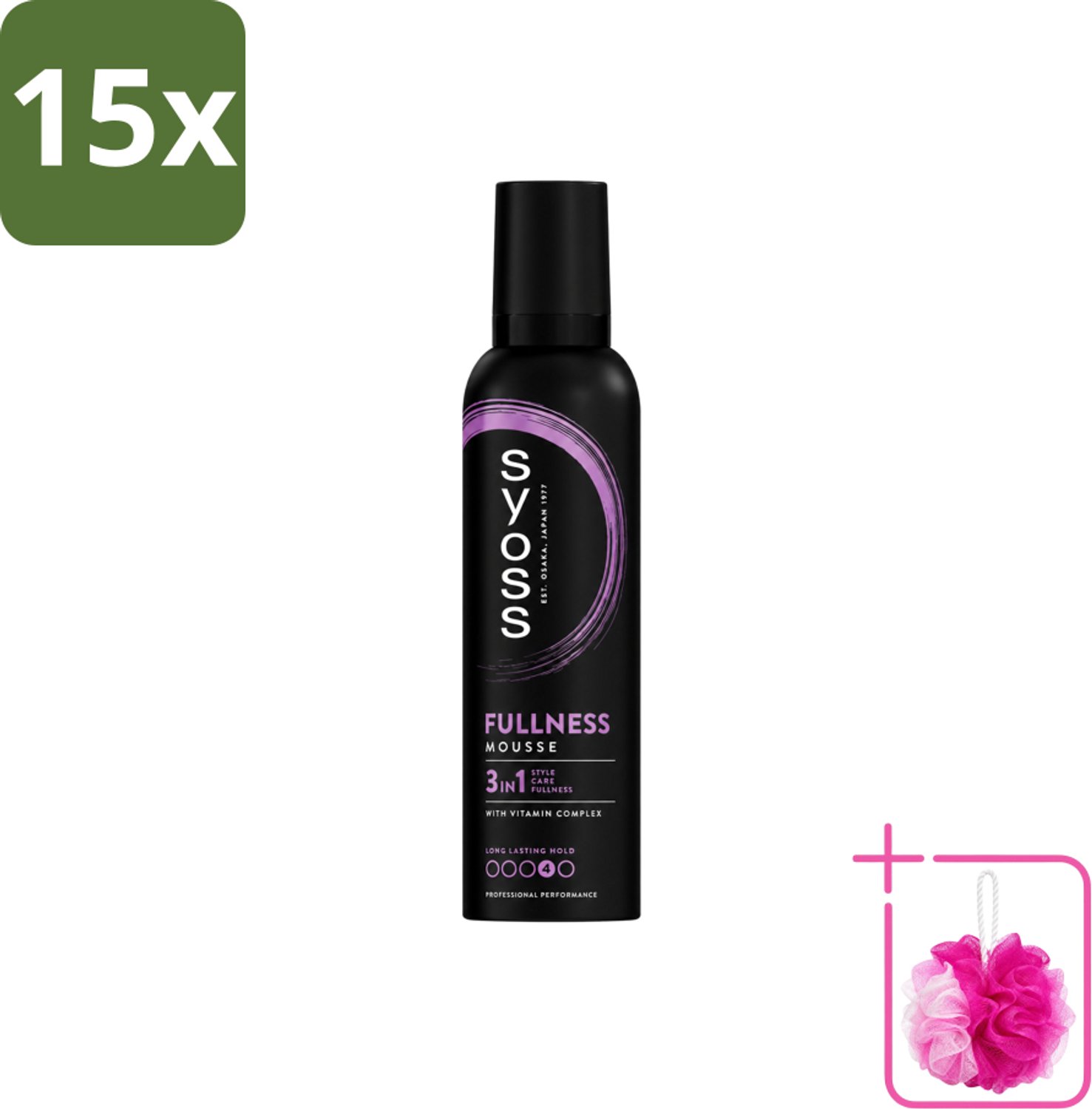 15 x Syoss - Fullness - Haarmousse - Lichtgewicht Volume - 250 ml - Bulkverpakking - Haarvolume - Douchemop - Haarmousse