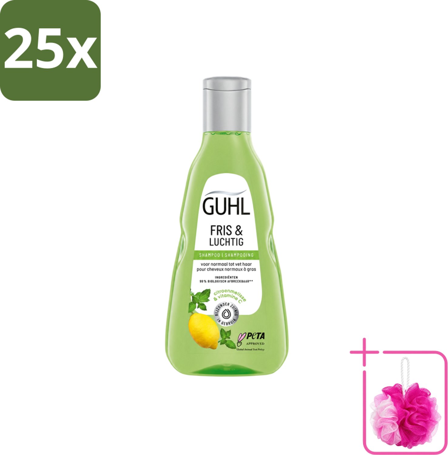 25 x Guhl - Shampoo - Fris & Luchtig - 250 ml - Bulkverpakking - Fris haar - Douchemop - Luchtig haar