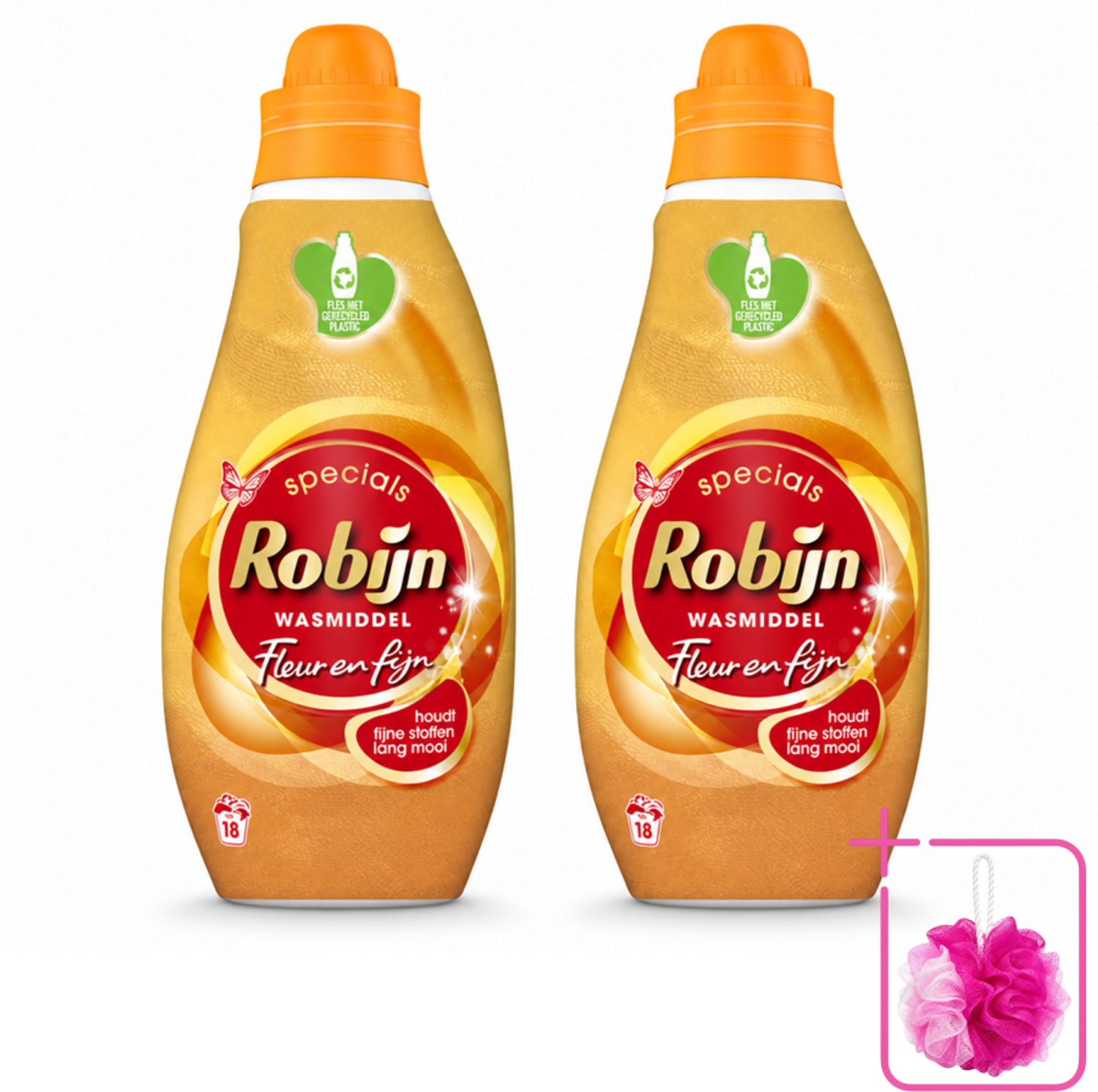2 x Robijn Specials - Fleur & Fijn - Vloeibaar Wasmiddel - 18 Wasbeurten - Bulkverpakking - Fijne was - Douchemop - Wasmiddel
