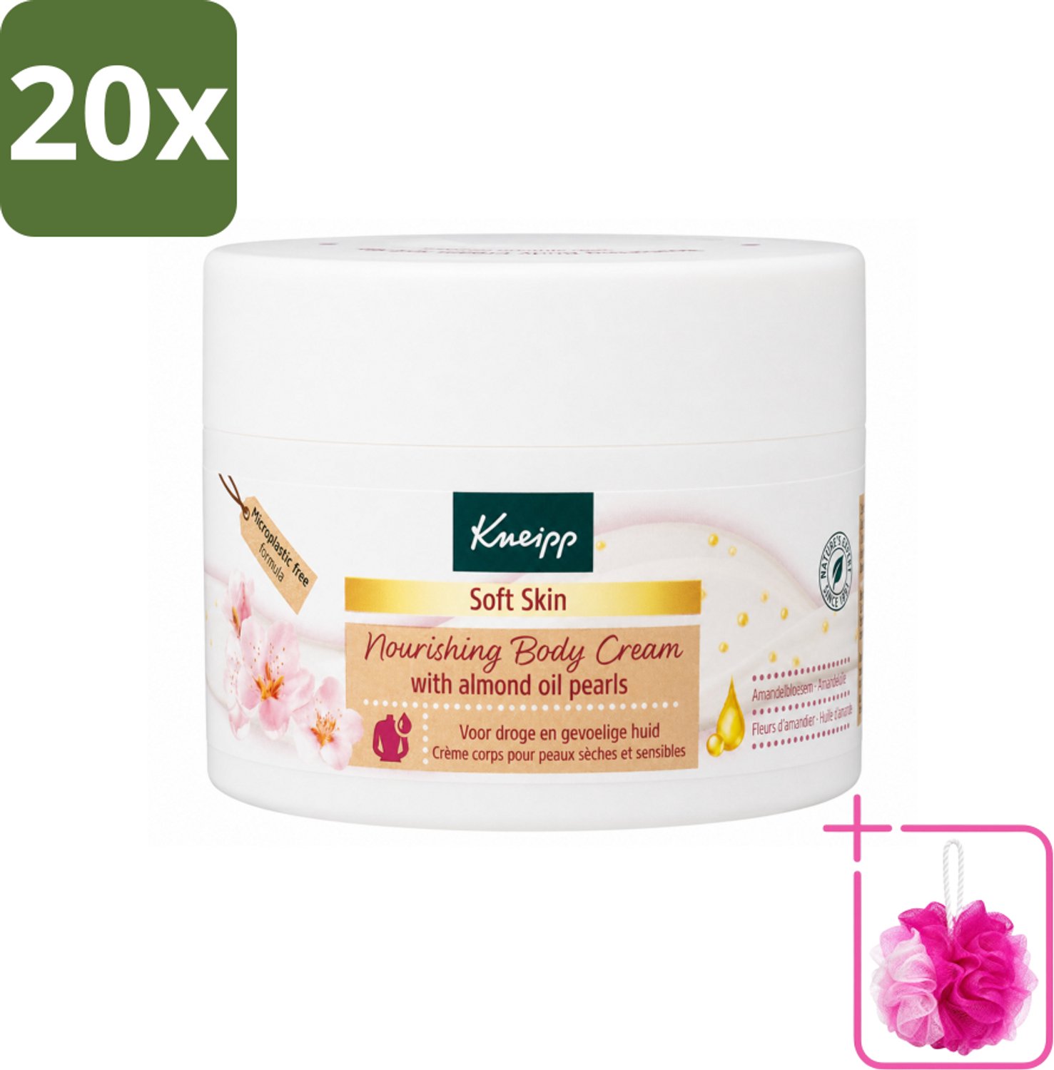 20 x Kneipp - Body crème - Soft Skin - Amandelbloesem - 200 ml - Bulkverpakking - Zachte huid - Douchemop - Amandelolie