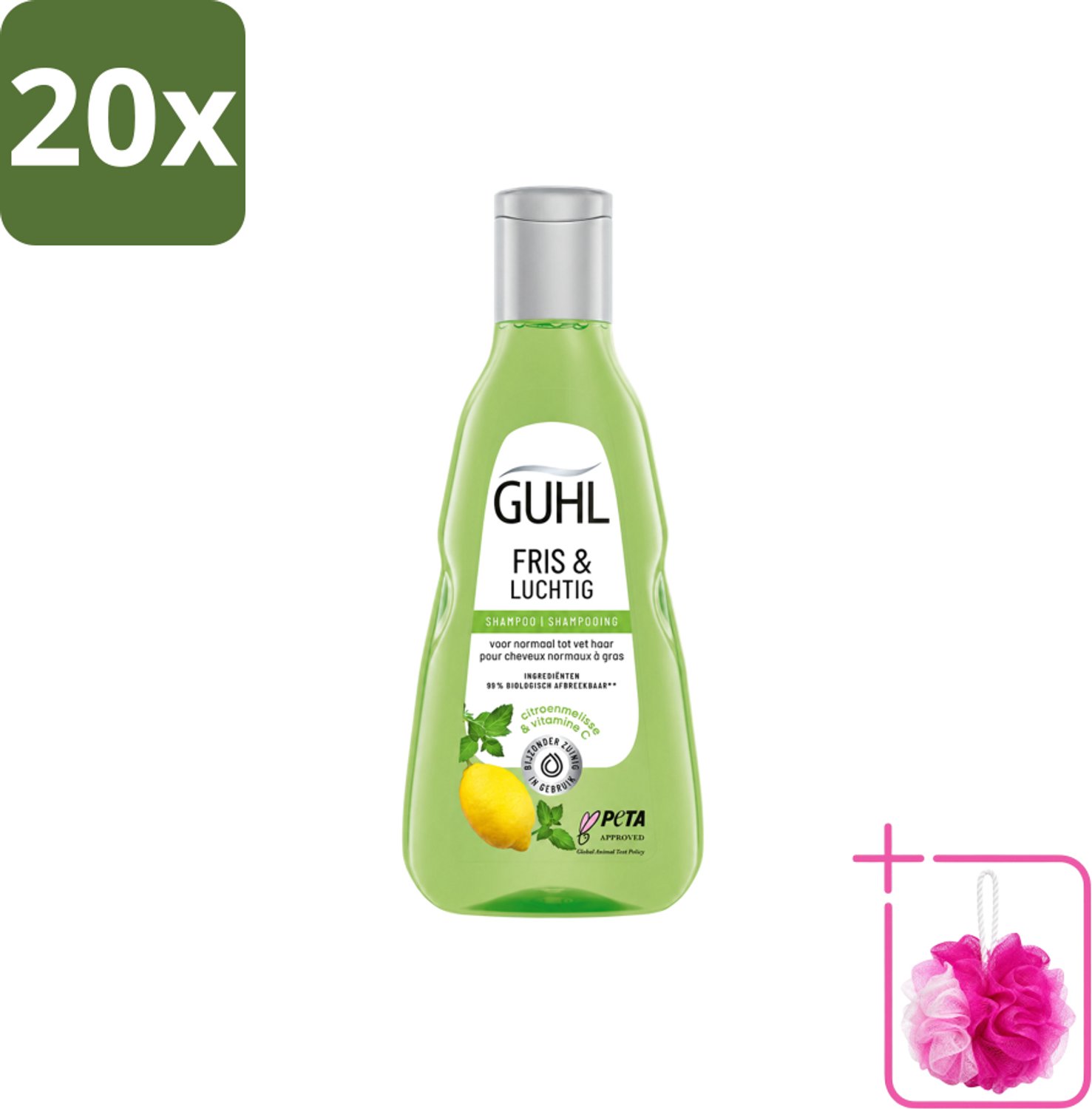 20 x Guhl - Shampoo - Fris & Luchtig - 250 ml - Bulkverpakking - Fris haar - Douchemop - Luchtig haar