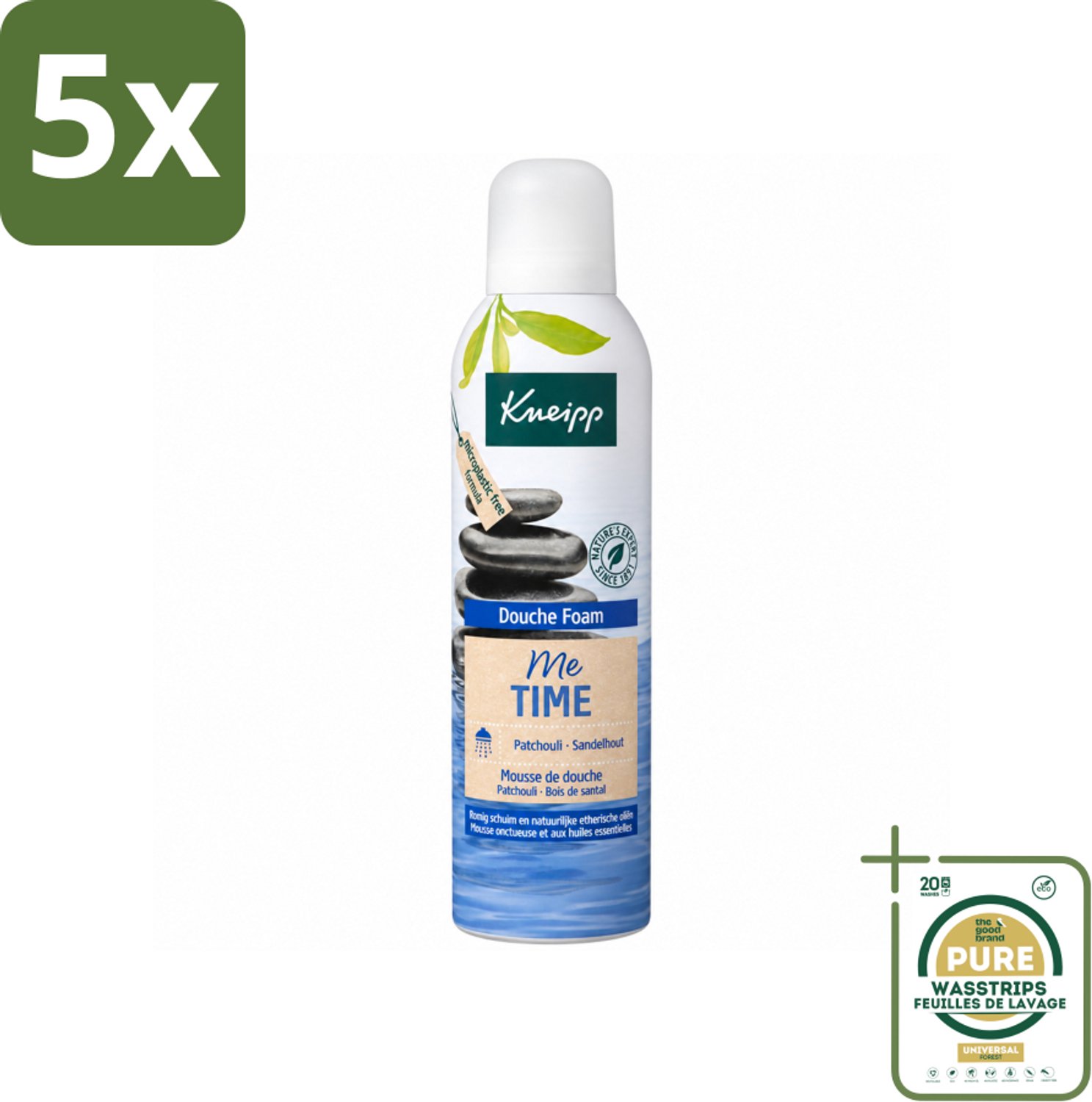 5 x Kneipp - Douche schuim - Me‑Time - Patchouli & Sandelhout - 200 ml - Wasstrips - Douche Schuim - Me-time - Patchouli En Sandelhout - Huidverzorging - Ontspanning