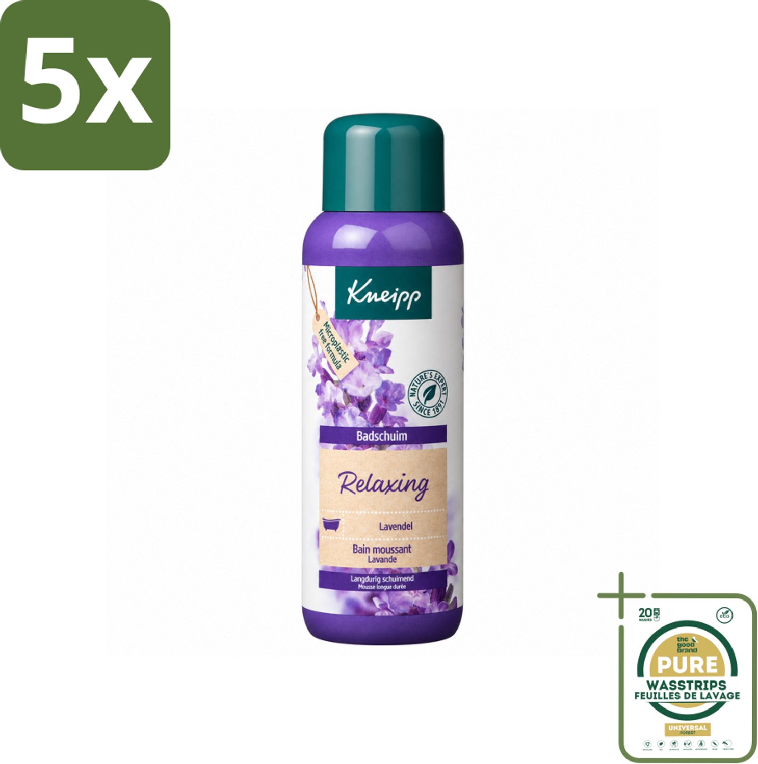 5 x Kneipp - Badschuim - Lavendel - Bloemige geur - 400 ml - Wasstrips - Badshuim - Ontspanning - Lavendel - Badgeur - Natuurlijke Badproducten