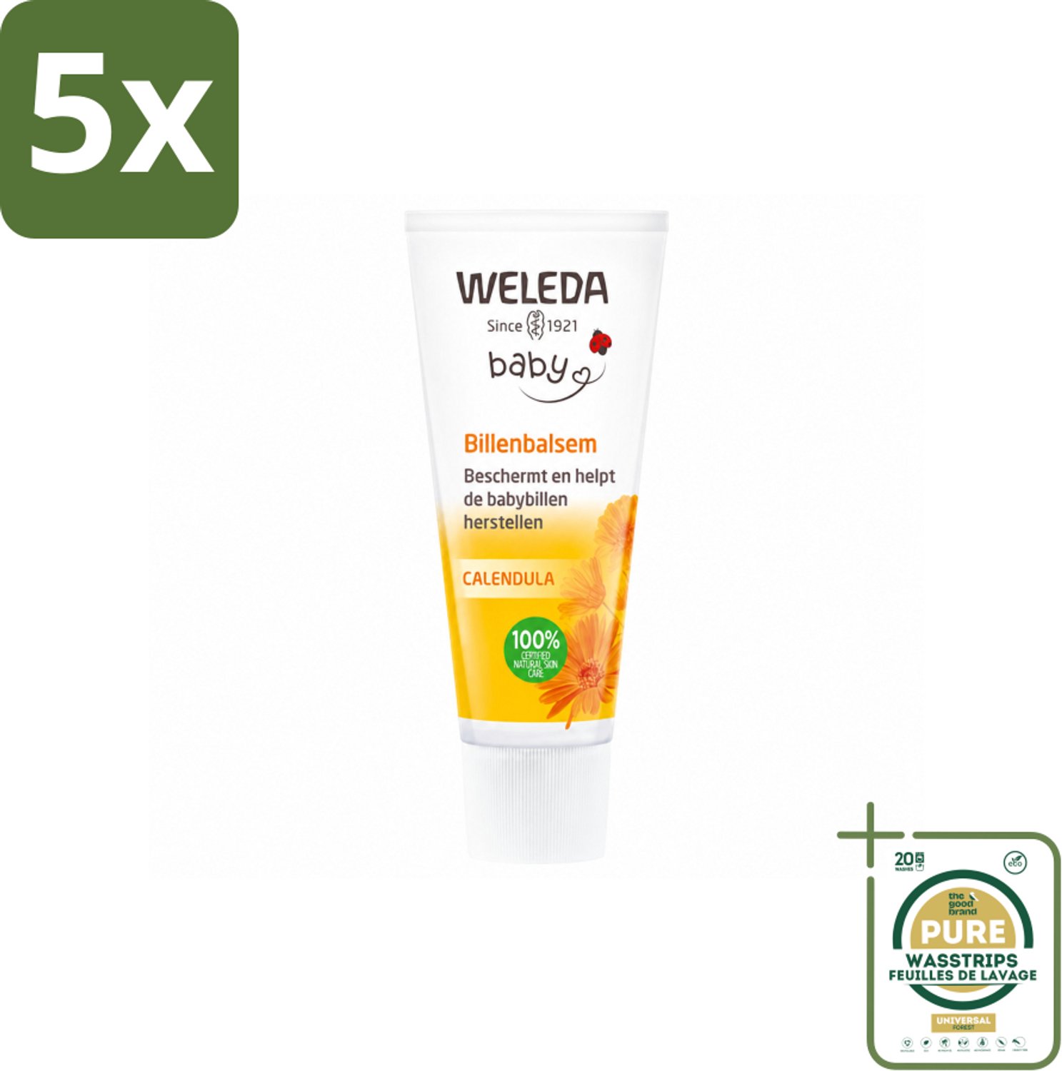 5 x WELEDA - Billenbalsem - Baby Calendula - 30 ml - Wasstrips - Babybillen - Luieruitslag - Babyhuidverzorging - Roodheid - Gevoelige Huid