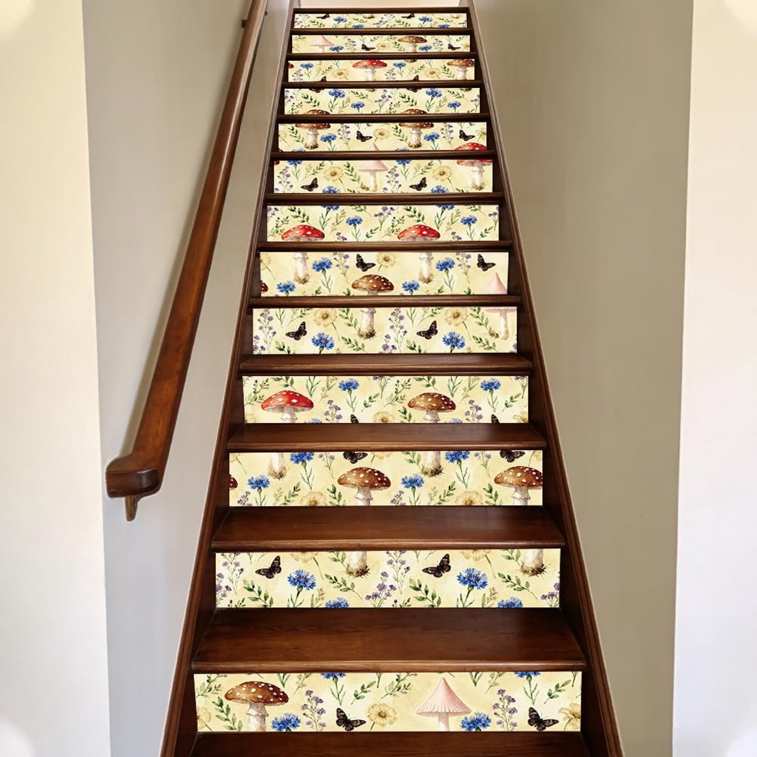 Tegelstickers voor keuken, bloemenvlinder, tegels, verwijderbaar en plakken, voor tuin, balkon, slaapkamer, wooncultuur, 15 stuks, waterdichte wandtegels, trapdecoratie