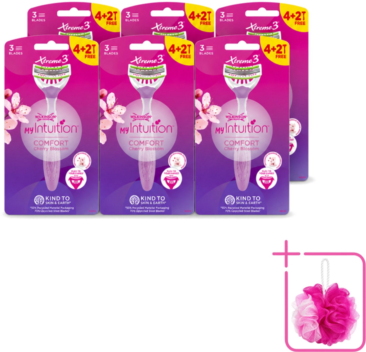 6 x Wilkinson - Wegwerpscheermesjes - Xtreme 3 My Intuition - Comfortabel - 6 mesjes - Bulkverpakking - Wegwerpscheermesjes - Douchemop - Vrouwelijke scheermesjes