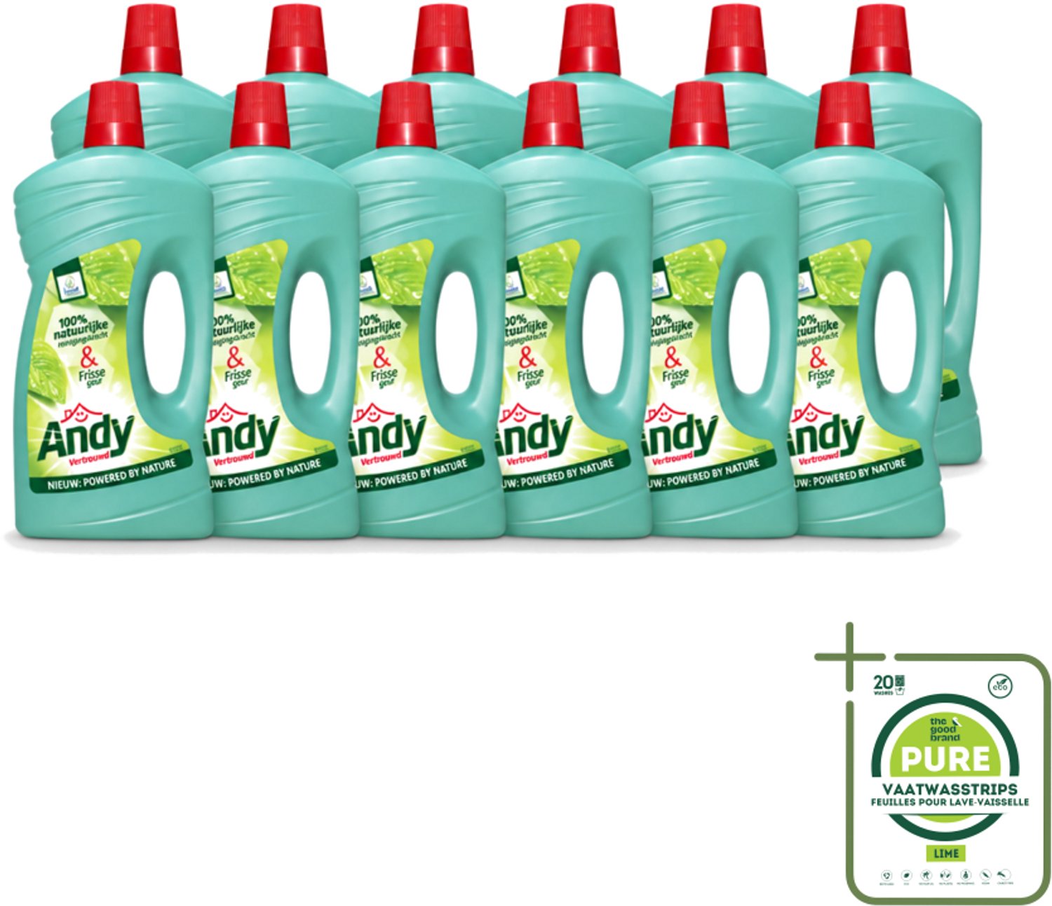 12 x Andy - Vertrouwd - Allesreiniger - Fris & Vertrouwd - 1L - Grootverpakking - Vaatwasstrips - Allesreiniger - Natuurlijke Reiniger - Fris Aroma - Vertrouwde Geur - Milieuvriendelijk