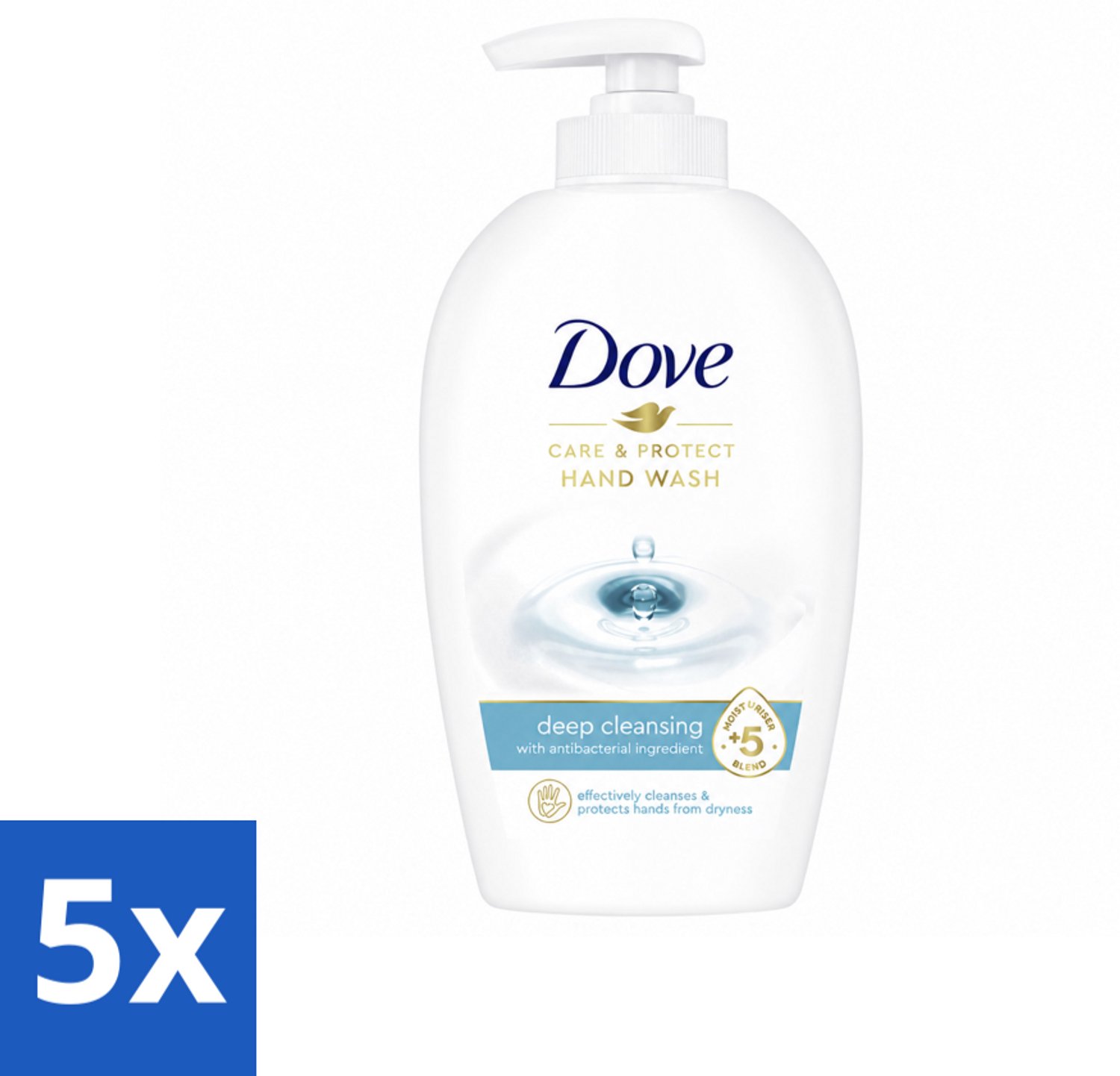 5 x Dove Handzeep - Care & Protect - Diep Reinigend - 250 ml - Voordeelverpakking - 5 stuks