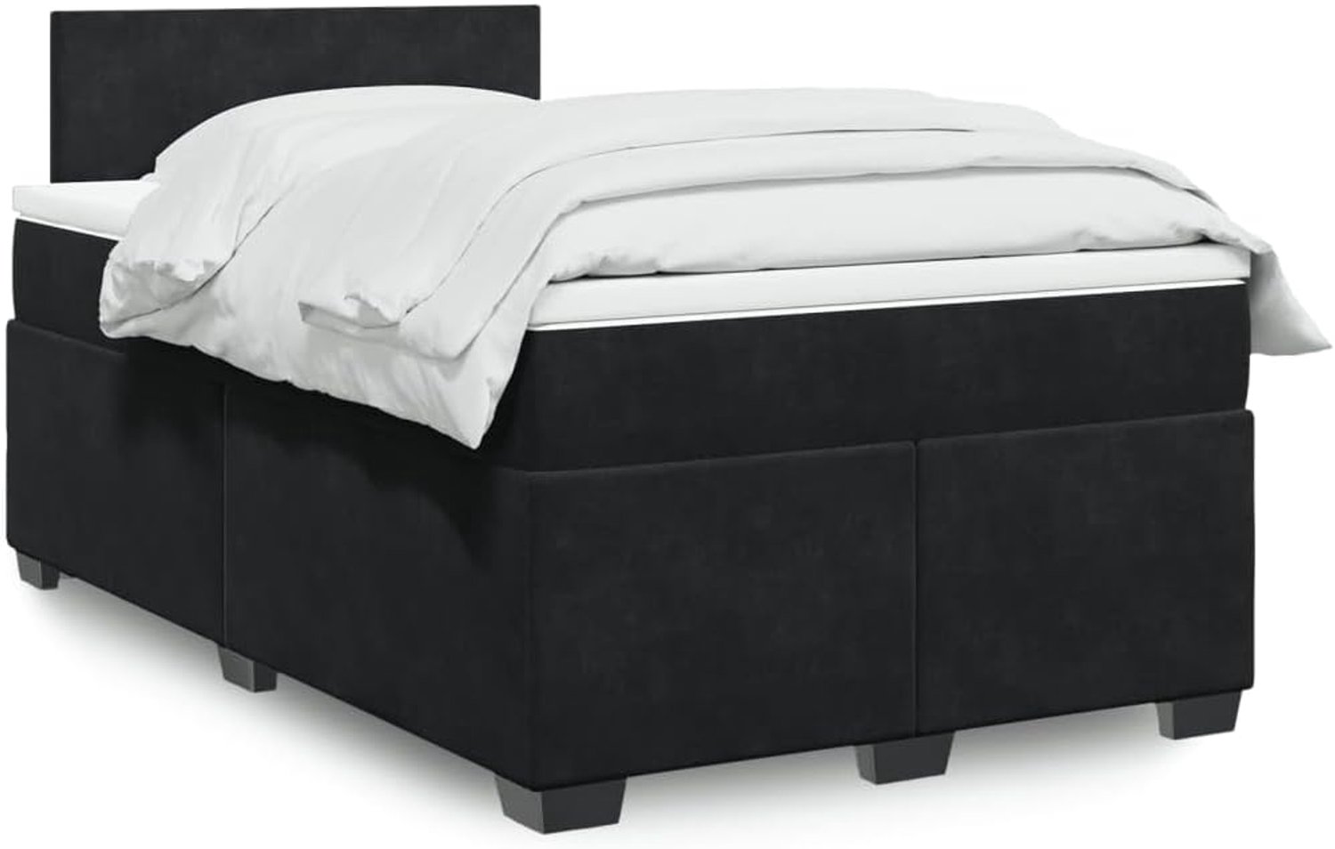 Boxspringbed met matras, 120 x 200 cm, in zwart fluweel, pocketveringmatras met individuele drukontlasting, ledverlichting met kleurverandering, ademend kussen