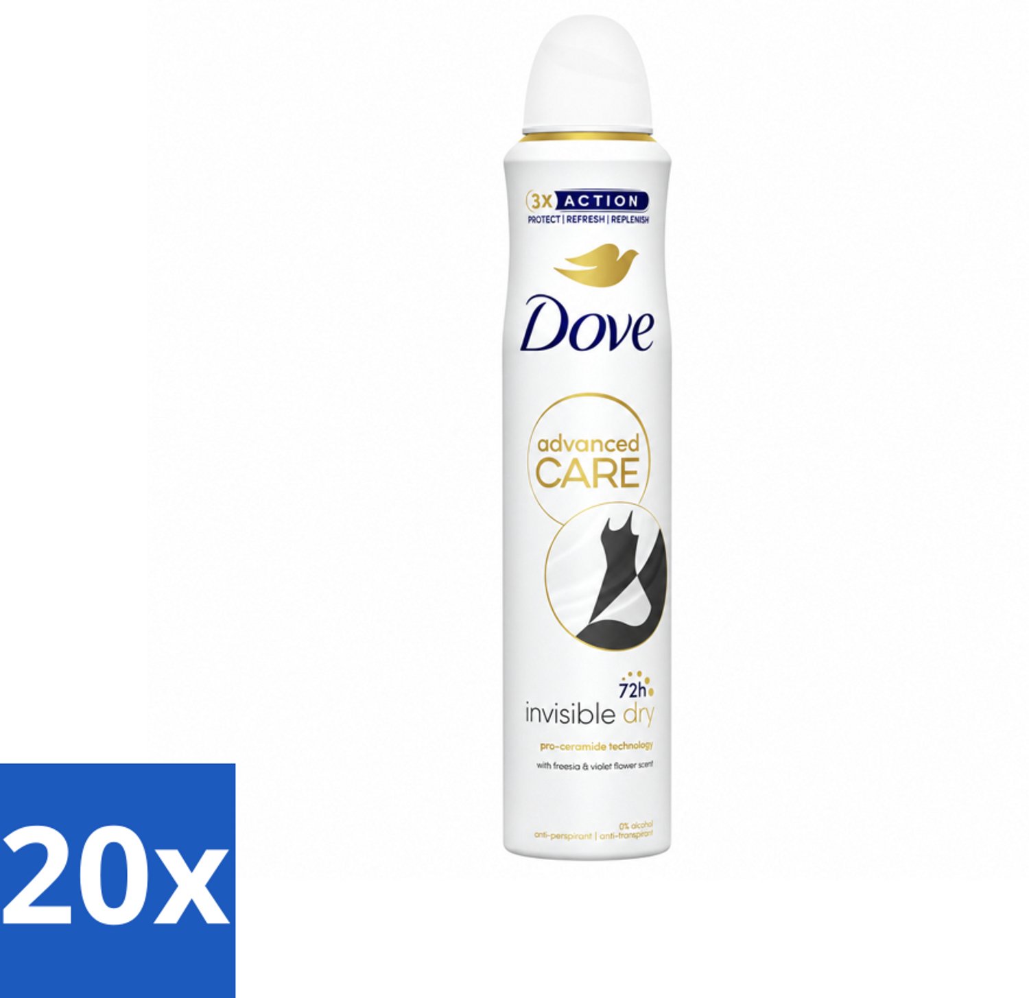 20 x Dove Deodorant Spray - Invisible Dry - 200 ml - Voordeelverpakking - 20 stuks