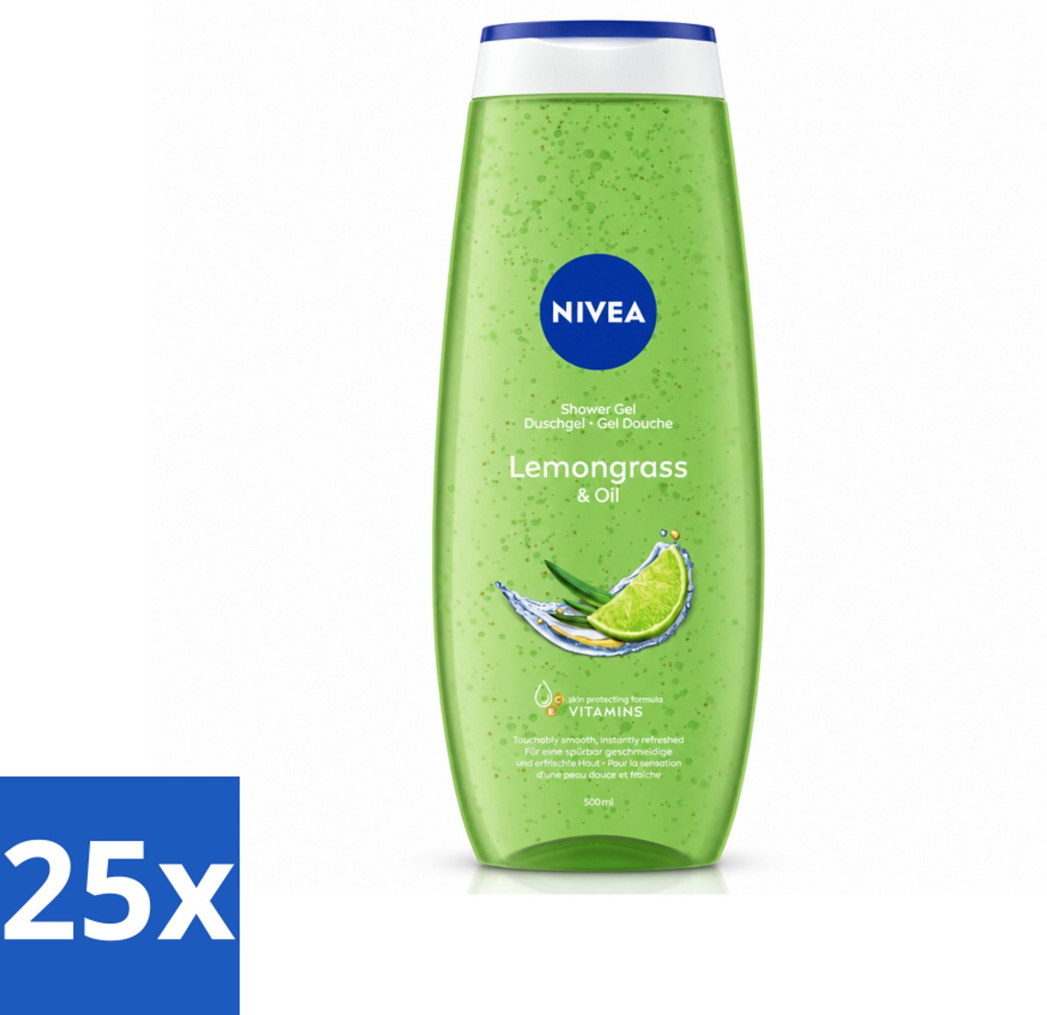 25 x NIVEA - Douchegel - Citroengras & Olieverzorging - Glad & Verfrissend Huidgevoel - 500 ml - Voordeelverpakking - 25 stuks