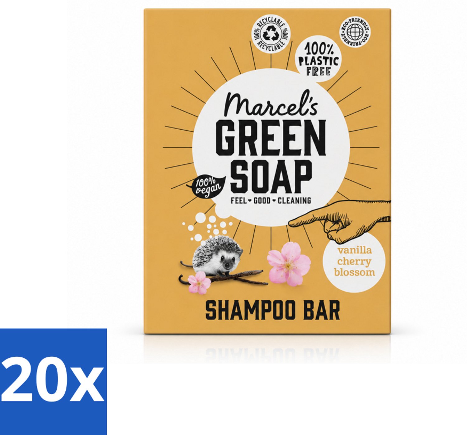 20 x Marcel's Green Soap - Shampoobar - Vanilla & Cherry Blossom - Versterkt & verzorgt - 90 gr - Voordeelverpakking - 20 stuks