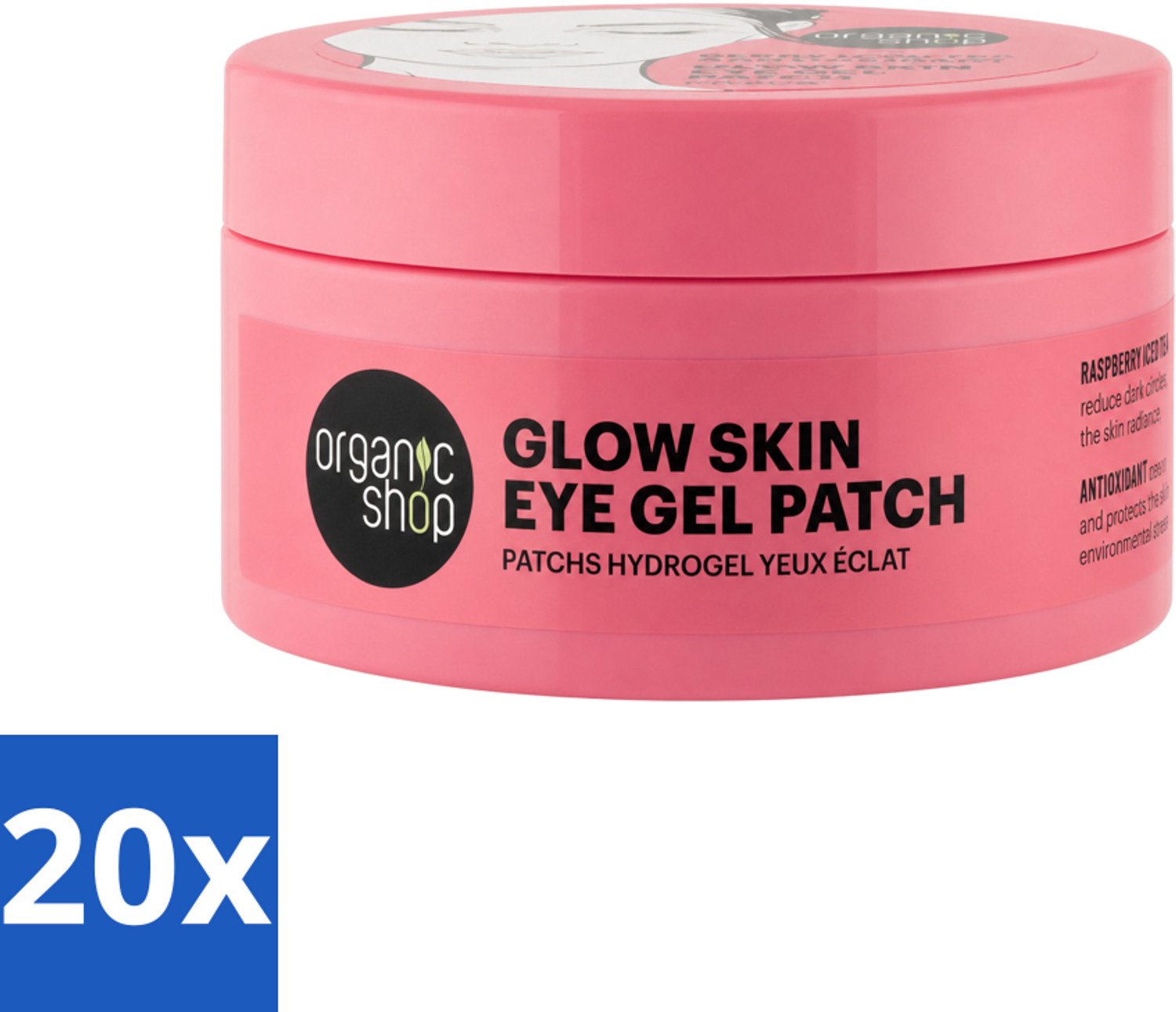 20 x Organic Shop - Eye Gel Patch Berry Iced Tea & Antioxidant - Kalmerend en Hydraterend - 60 Patches - Voordeelverpakking - 20 stuks