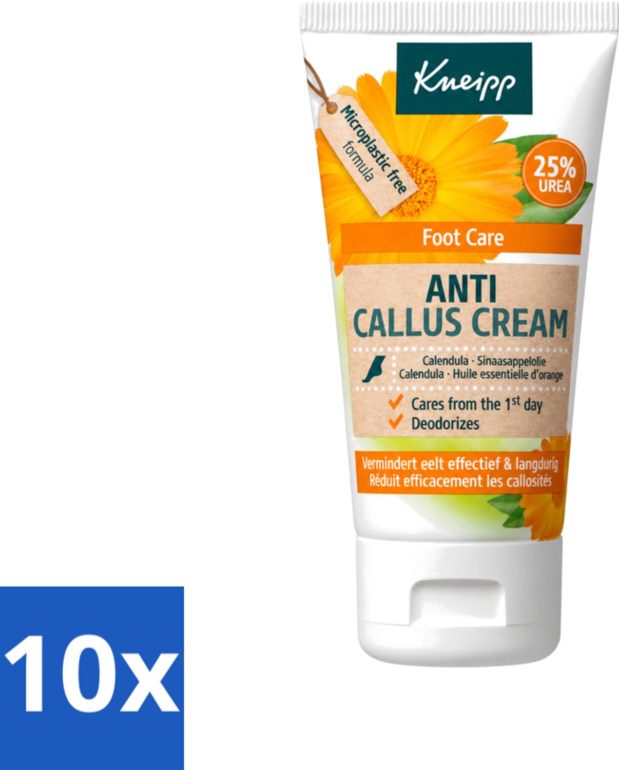 10 x Kneipp - Eeltcrème - Calendula - 25 % ureum - Voor zachte & soepele voeten - 50 ml - Voordeelverpakking - 10 stuks