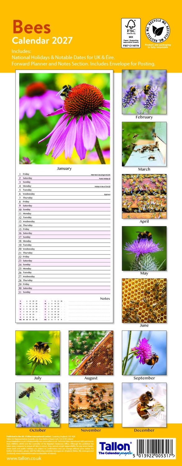Bees & Butterflies Kalender 2027 Slimline