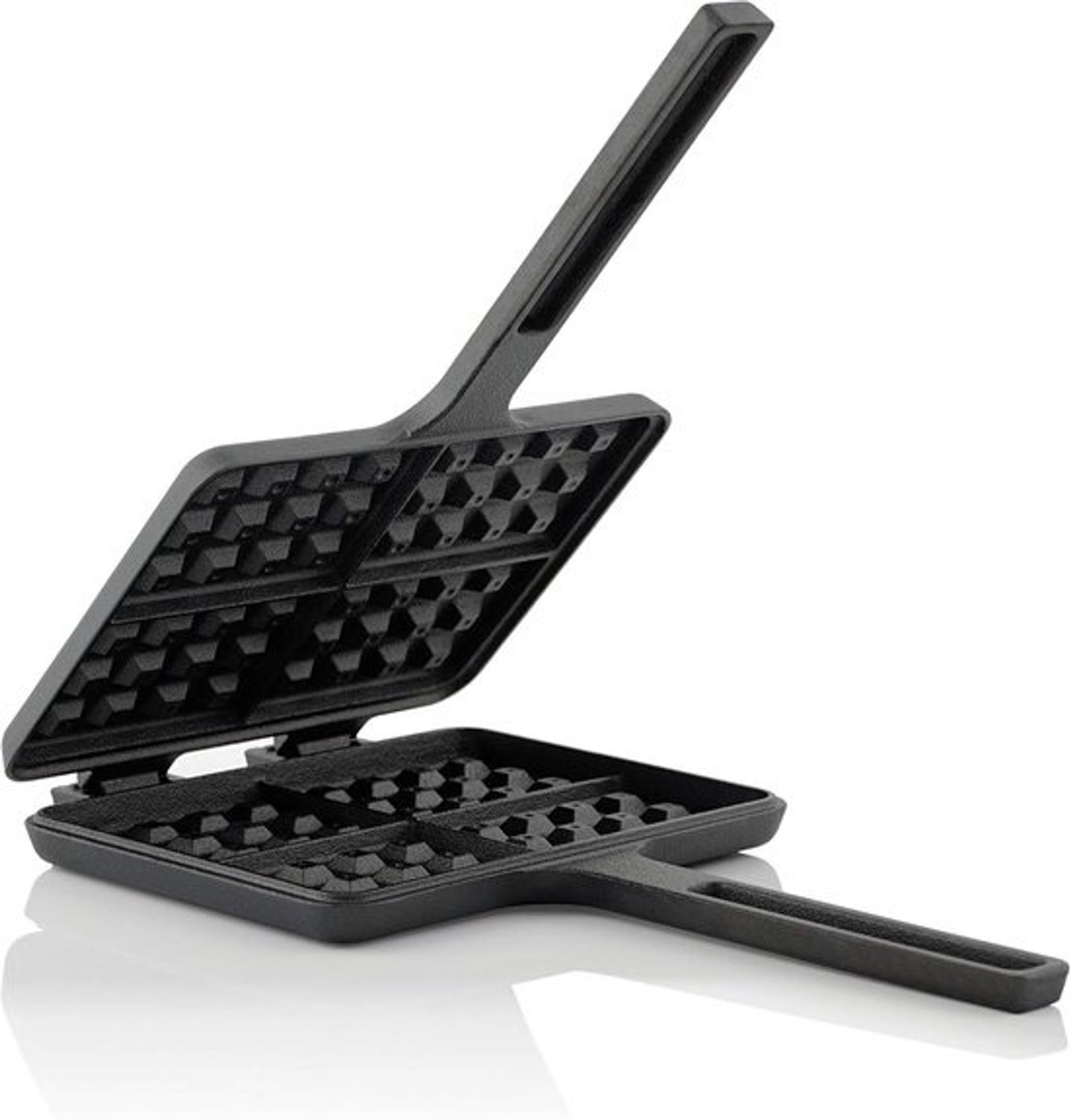 Gietijzeren wafelijzer - Dubbele vorm - Lekker koken - Vooraf ingebrand - 36 x 20 cm - Zwart