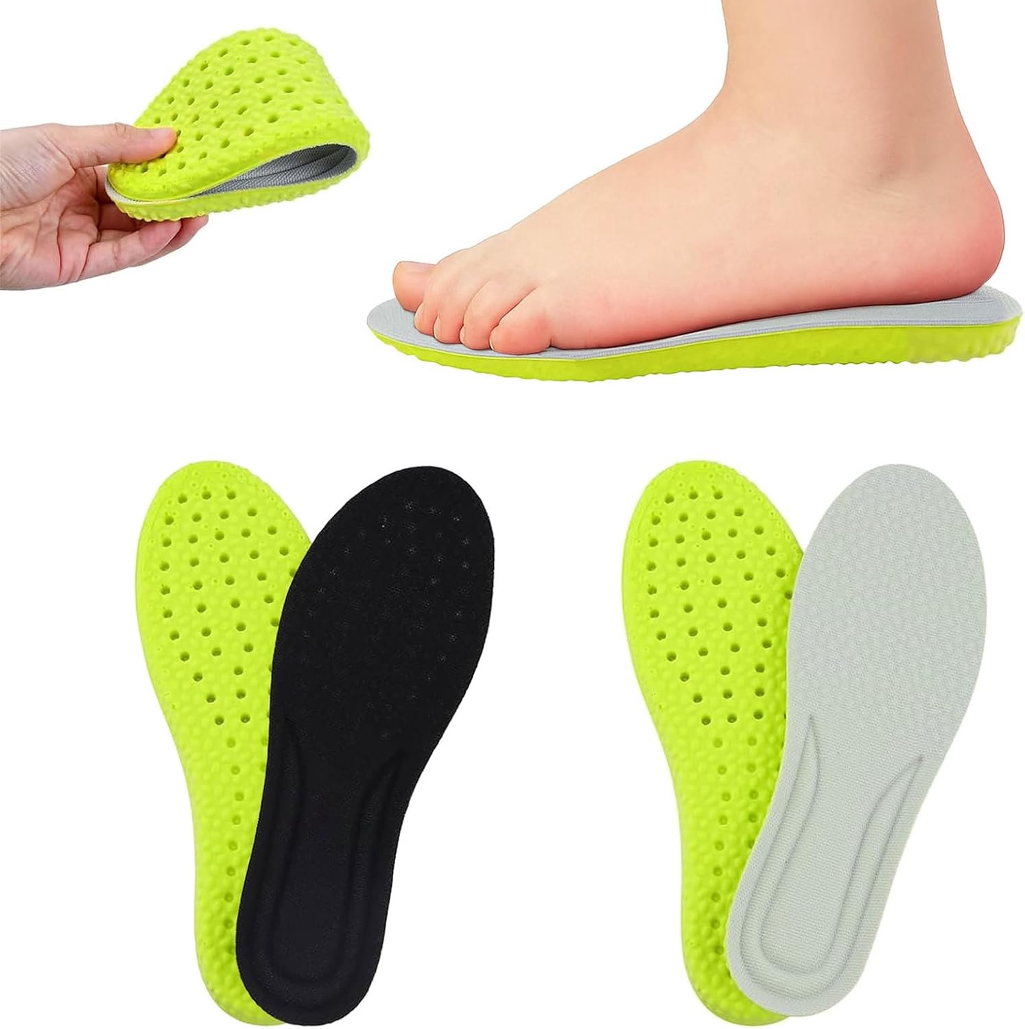 Inlegzolen voor kinderen, zachte traagschuim zool voor comfort en voetsteun, ademende schoeninlegzolen voor dagelijks gebruik en sport, op maat te snijden, ideaal voor te grote schoenen (8