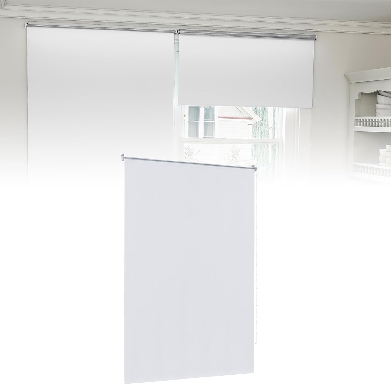 Rolgordijn zonder en met boren Klemmfix raamrolgordijn zijtrekrolgordijn wit 110x210cm rolgordijn voor binnenramen
