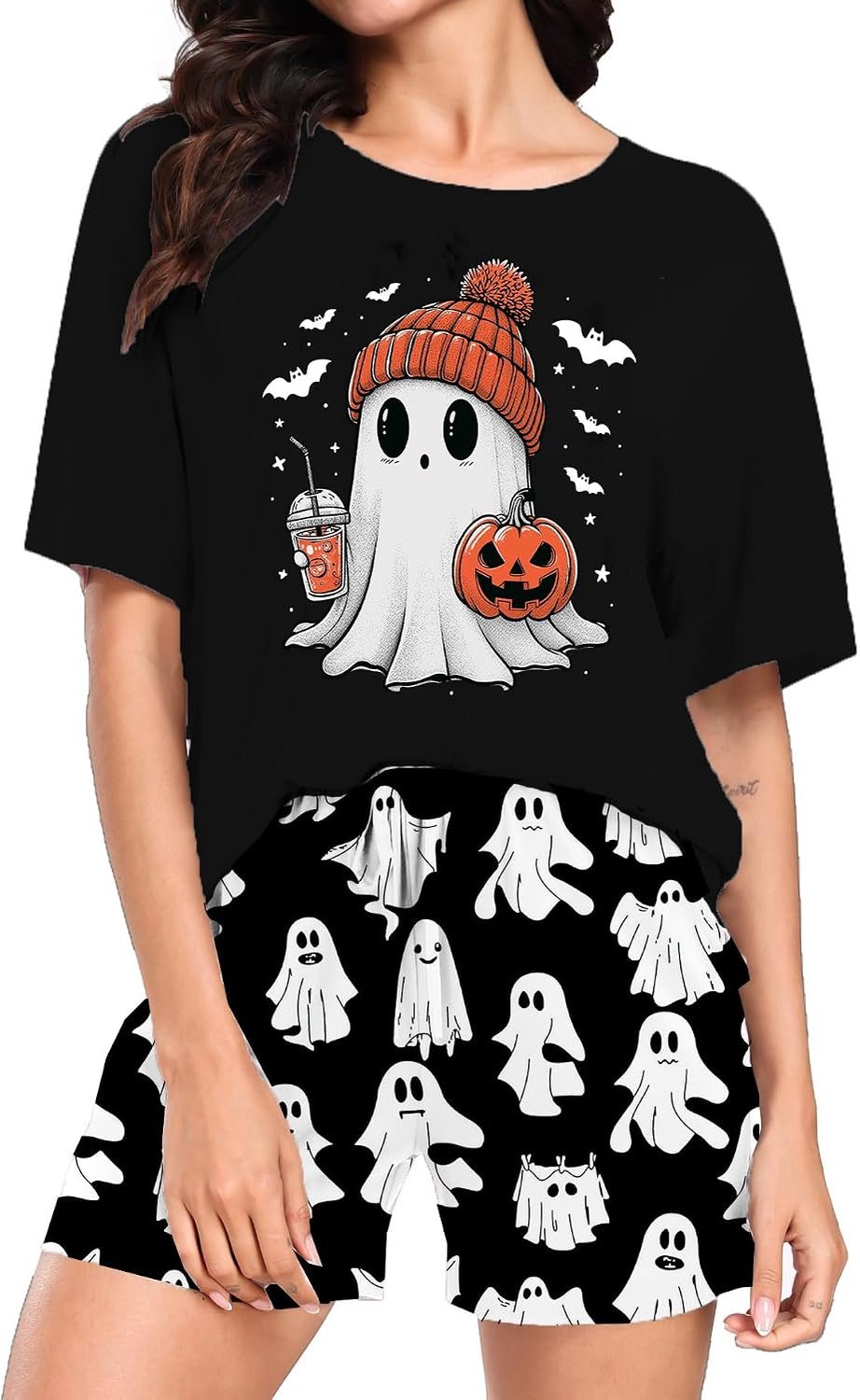 Pyjama dames pompoen pyjama set korte mouwen tweedelig