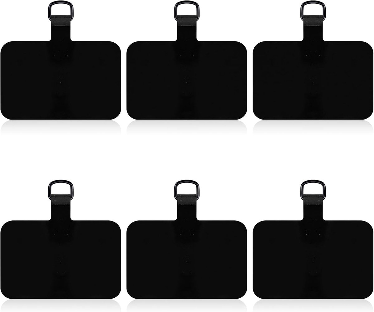 6st Telefoonkoord-Tetherlipjes, Universeel Zonder Lijm Vervangende Patches voor Telefoonkoord Compatibel met iPhone Android en Andere Smartphones (Zwart)
