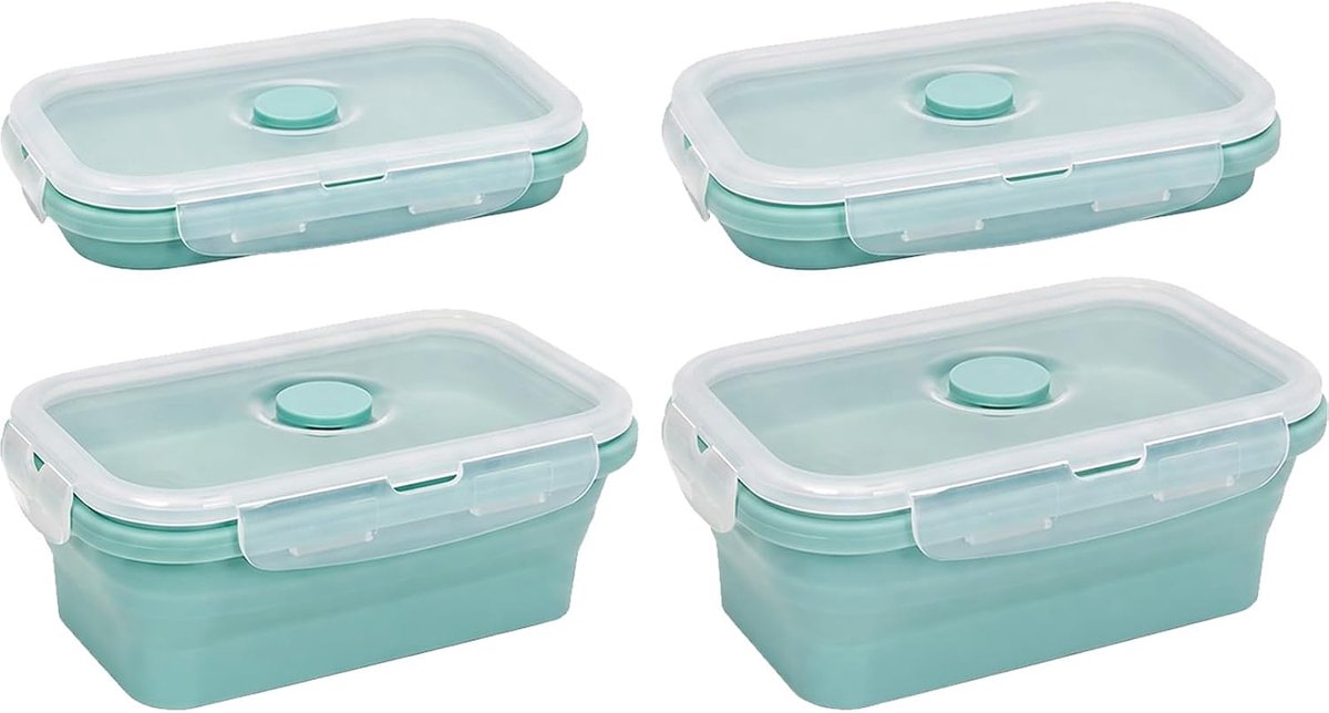 Broodtrommel set 550 ml 850 ml PU deksel mintgroen voor camping en kantoor