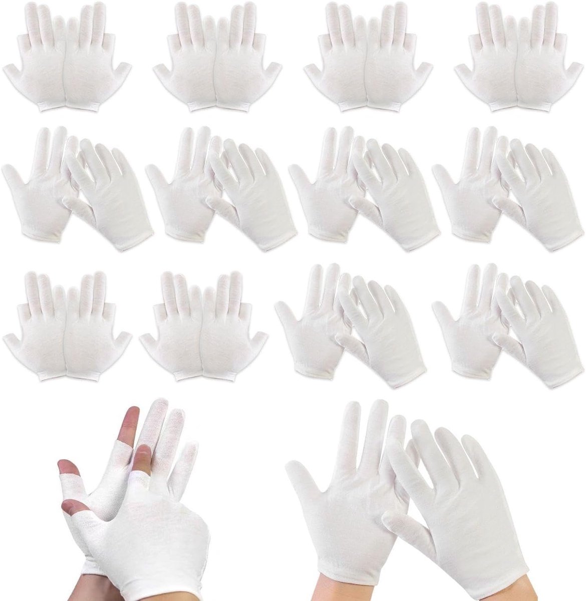 6 paar Vingertouchscreen-handschoenen, 6 paar Vingerhandschoenen, Werkhandschoenen, Vochtinbrengende Handschoenen, Witte Multifunctionele Handschoenen