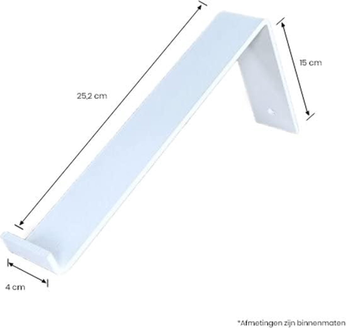 Eiken Wandplank - 100x25 cm - Industriele Plankdragers L-vorm - Staal - Mat Wit