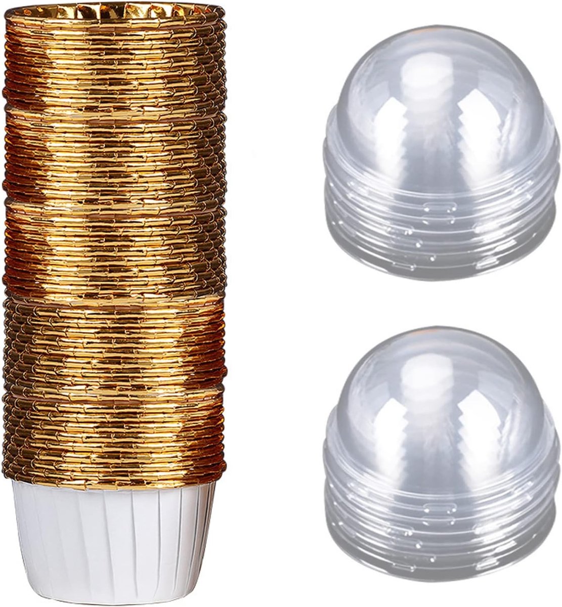 50 Stuks Aluminium Folie Cupcake Mallen, Papieren Muffin Vormpjes met Deksel voor Feestjes en Verjaardagen, Ideaal voor Bakken en Decoreren