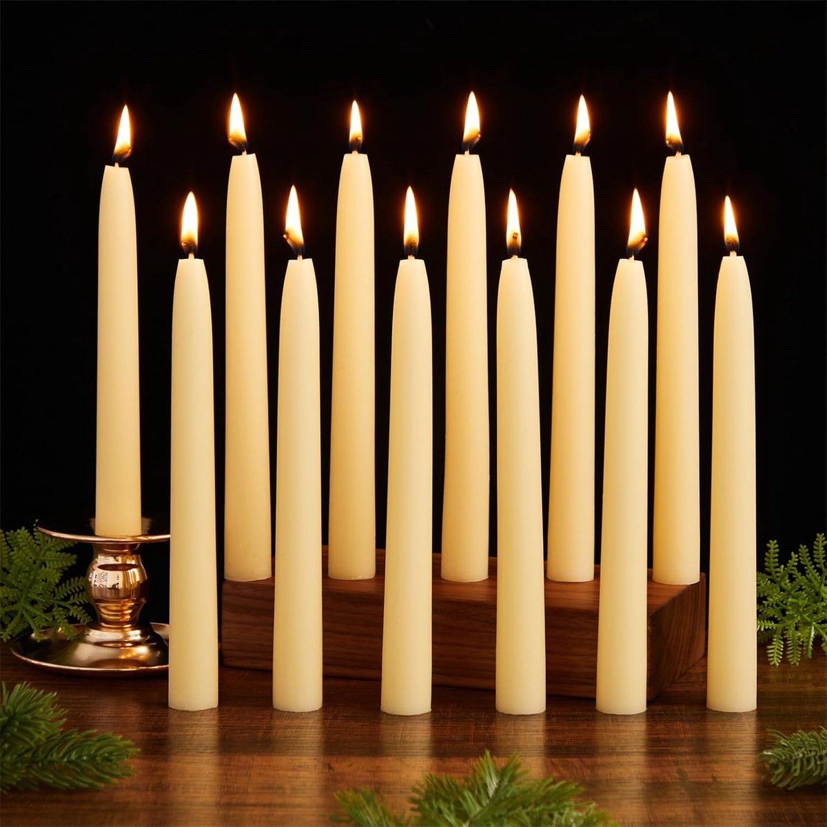 Puntkaarsen van bijenwas, 12 stuks, druppelvrij, 100% pure natuurlijke was, 8 uur brandduur, duurzame, natuurlijke kaarsen voor Kerstmis, bruiloften, feesten en decoratie thuis