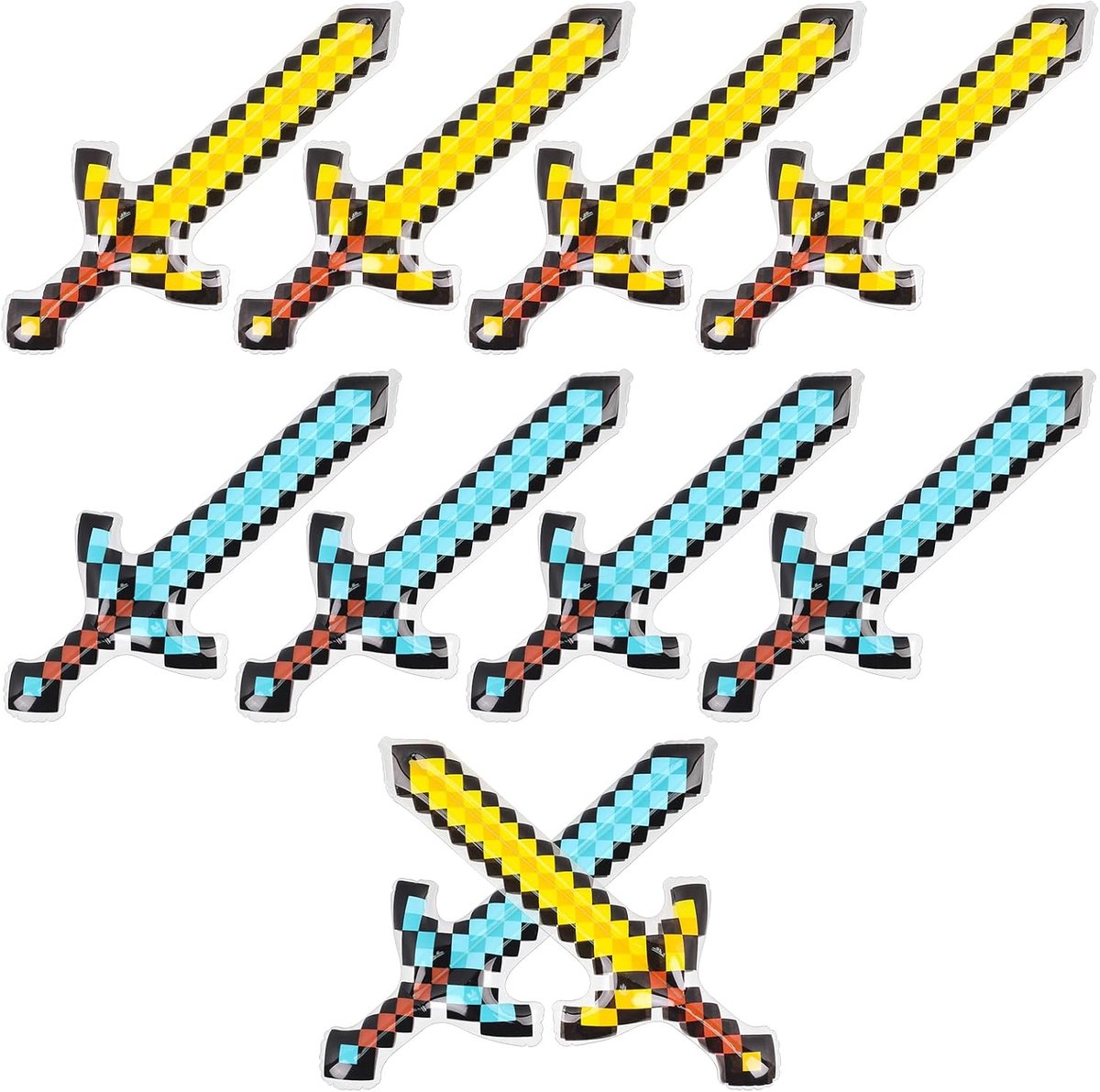 Zwaardenset, 63 cm, opblaasbaar pixelzwaard, opblaasbaar zwaard, rekwisieten voor kinderen, opblaasbaar piratenzwaard, voor cosplay, party, piratenthemafeest, kostuumfeestjes