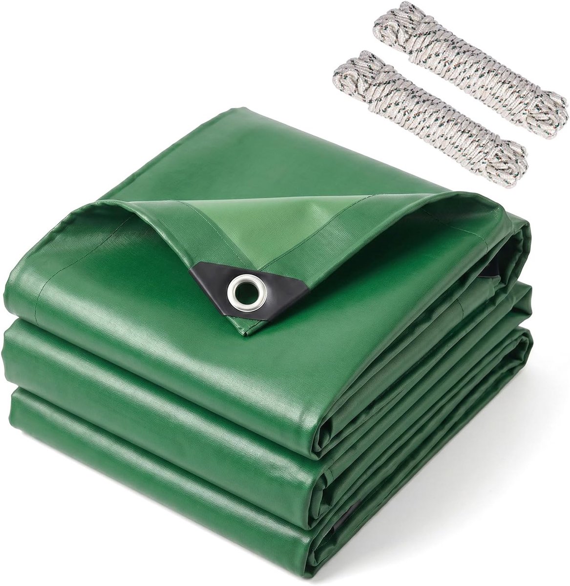 Ele ELEOPTION 420 g/m² zwaar pvc-zeil, groen, waterdicht, scheurvast, vorstbestendig en weerbestendig, met versterkte ogen, voor tuin, dak, aanhanger, boot, camping en beton onderhoud (4 x 4 m)